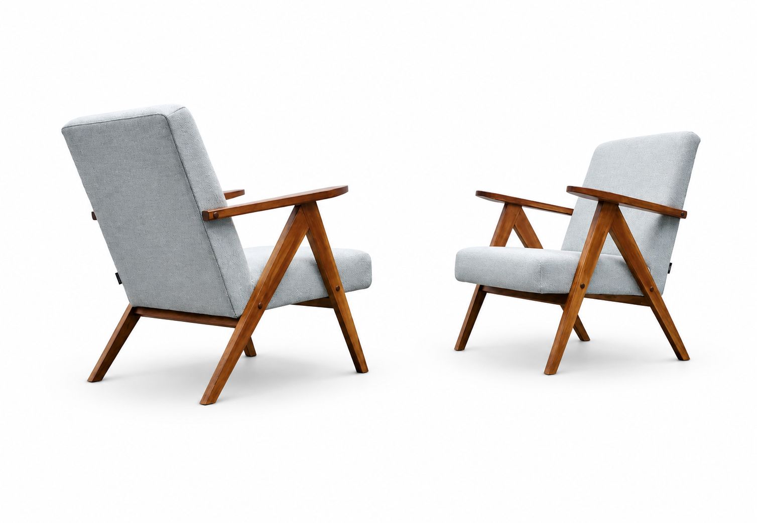 Set Of Two   Mid Century Easy Chairs Model B   310 Var In Dusty Blue photo buy