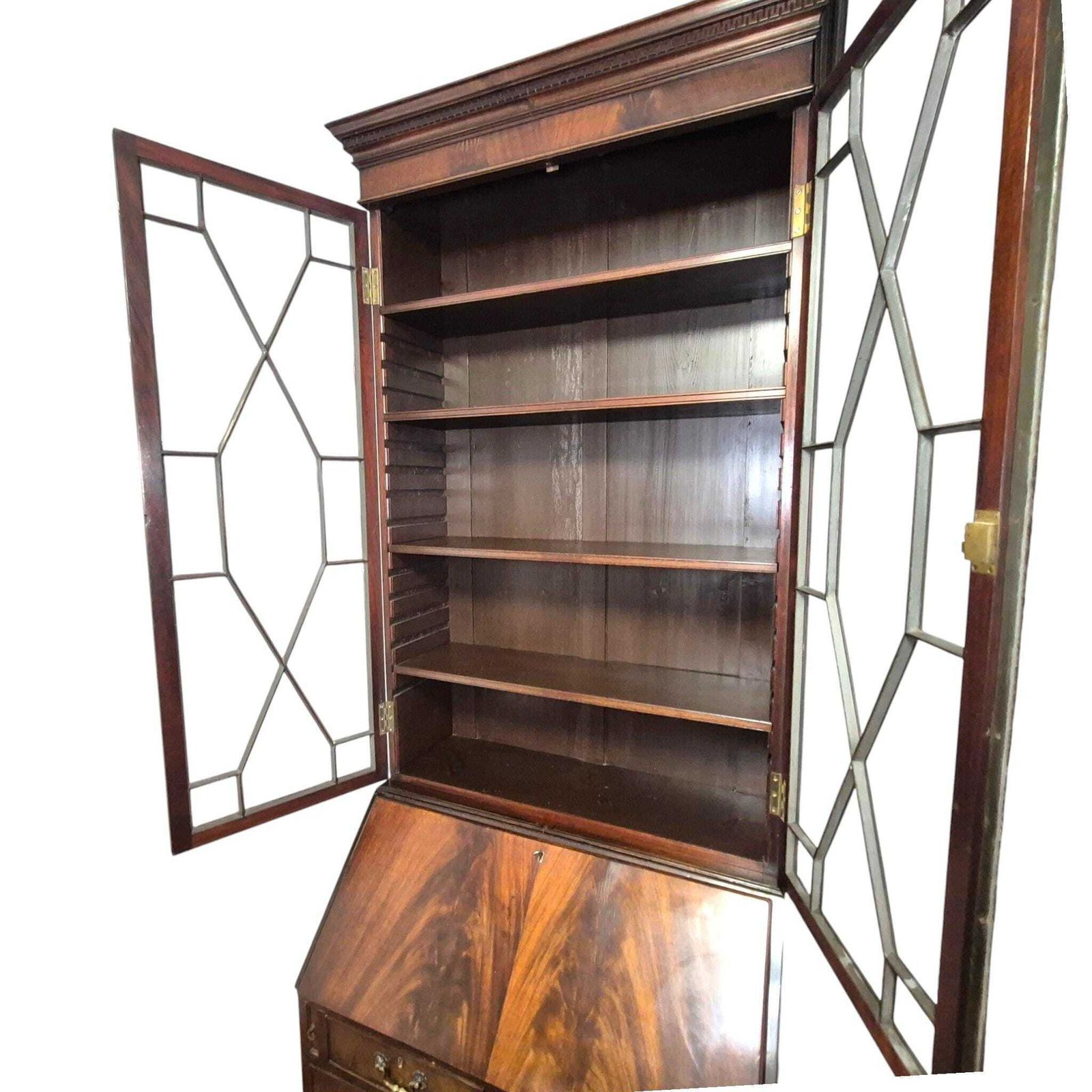 Late Victorian Mahogany Bureau Bookcase | Antique Secretaire Bookcase | Glazed Display Cabinet | Georgian Style Writing Bureau photo buy
