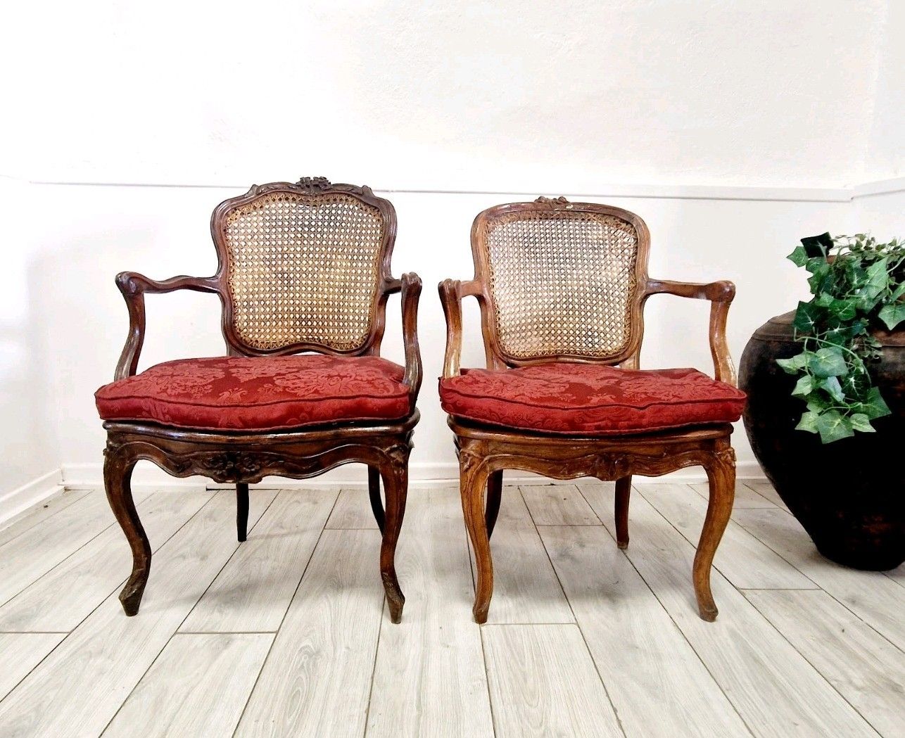 Antique French Cane Armchairs Louis XVI Period 18th Century Chateau photo furniture