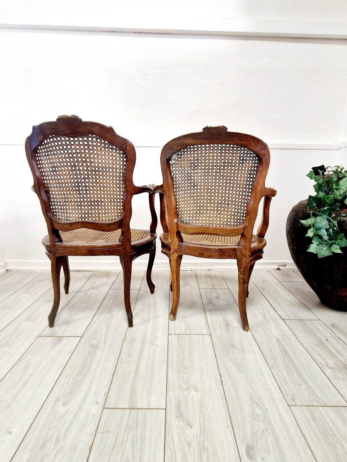 Antique French Cane Armchairs Louis XVI Period 18th Century Chateau photo vintage
