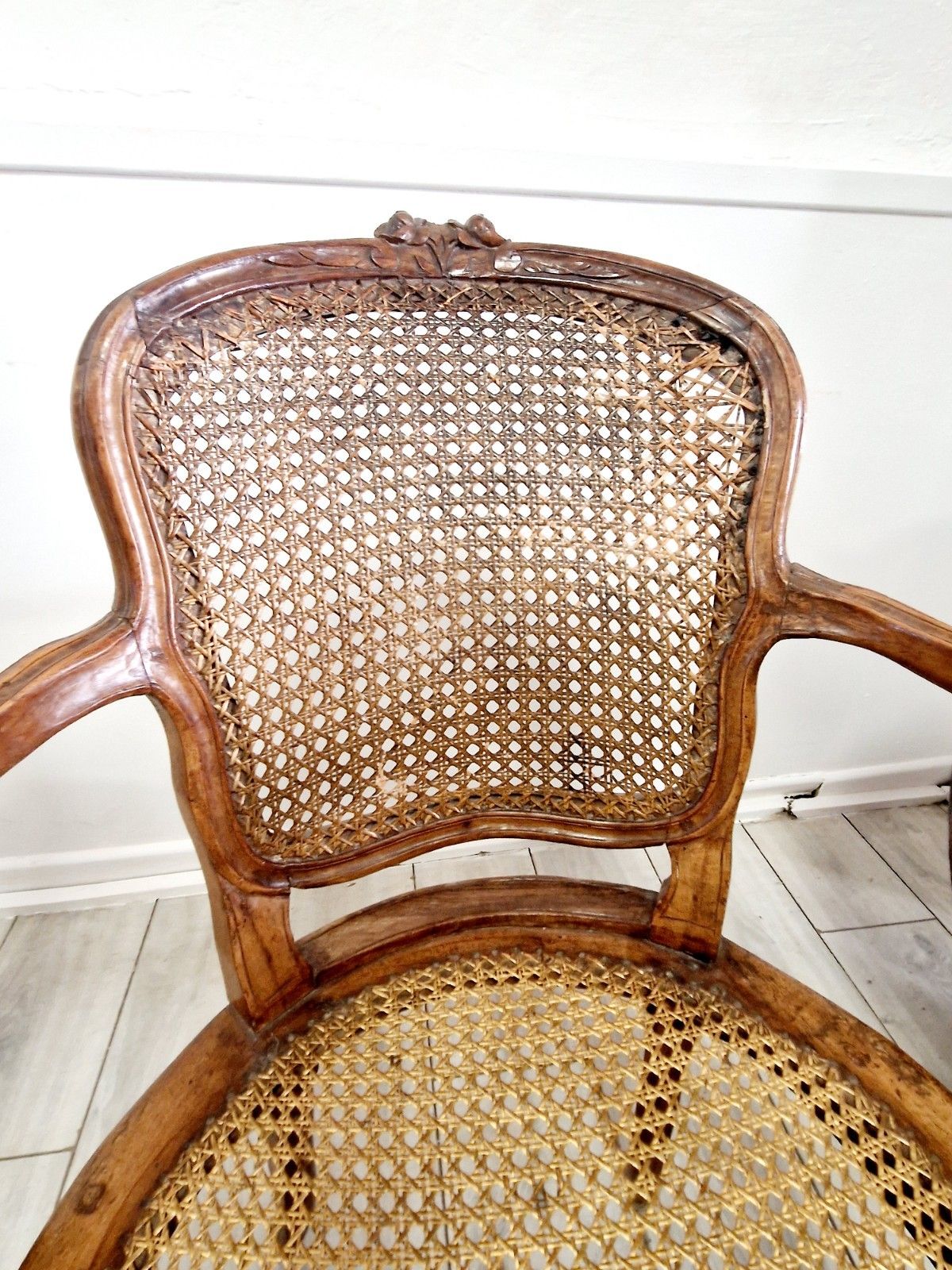 550.0 Antique French Cane Armchairs Louis XVI Period 18th Century Chateau photo