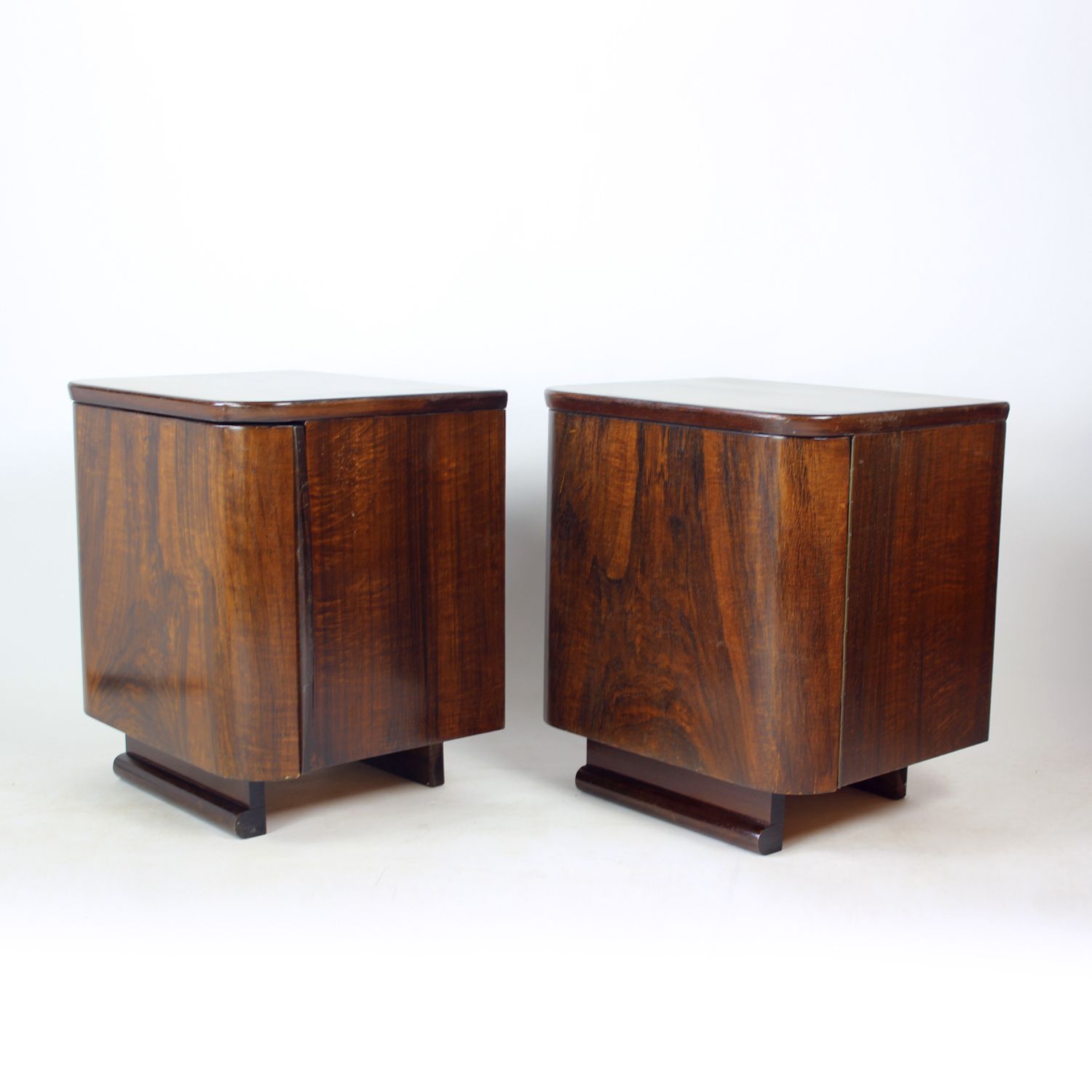 Minimalist Bedside Tables In Faux Grain Finish, Pravenec Czechoslovakia 1960s photo buy