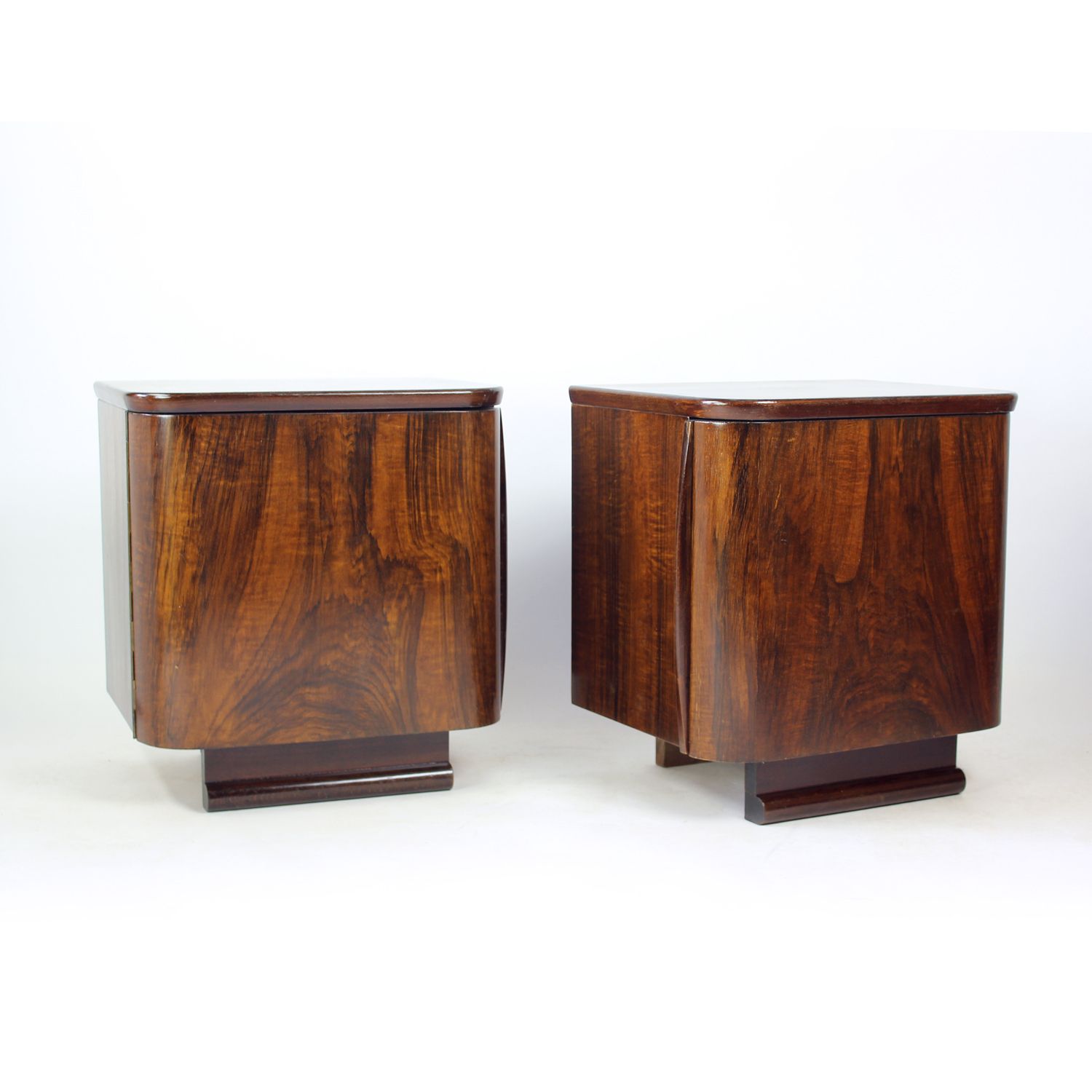 photo buy Minimalist Bedside Tables In Faux Grain Finish, Pravenec Czechoslovakia 1960s