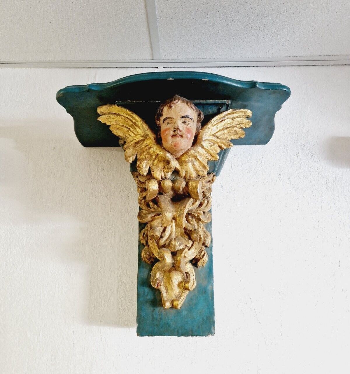 photo for sale Antique Church Console Shelf 19th Century Religious Sculpture