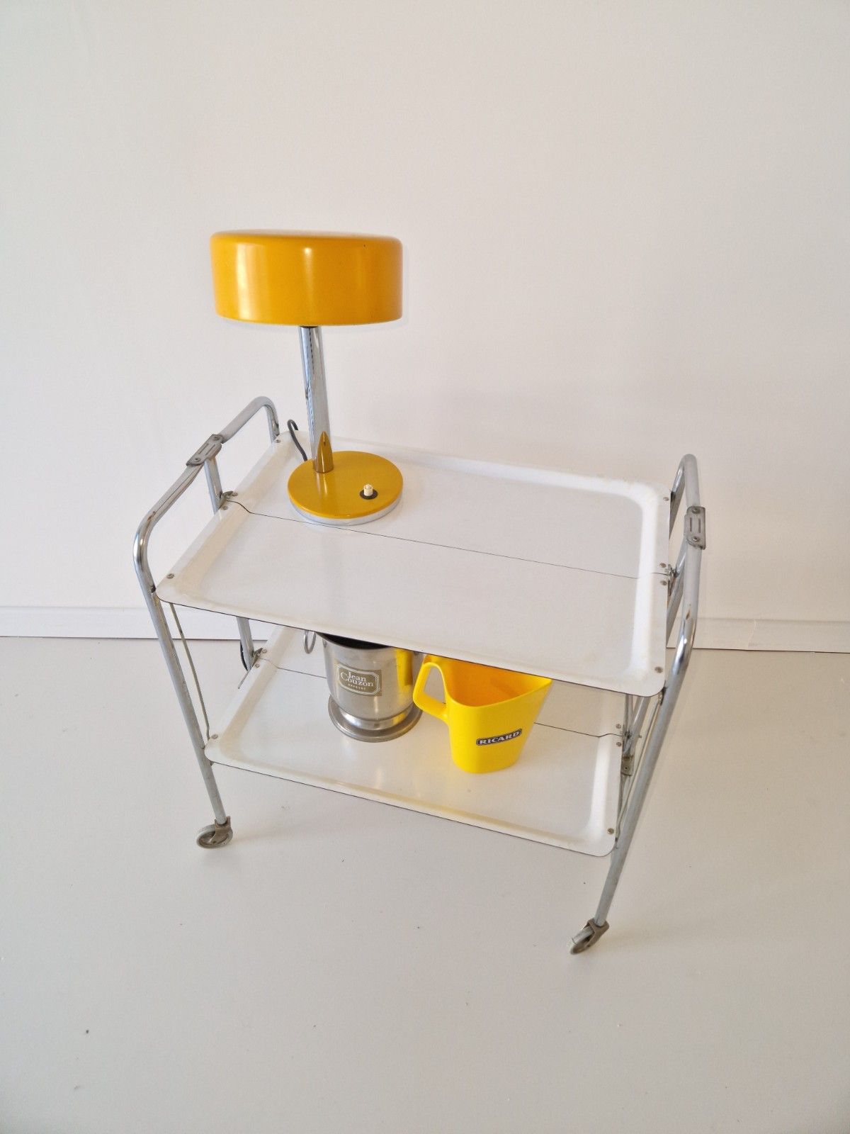Mid Century Modern Chrome Rolling Bar Cart Medical Trolley  1960s Bremshey photo 400.0