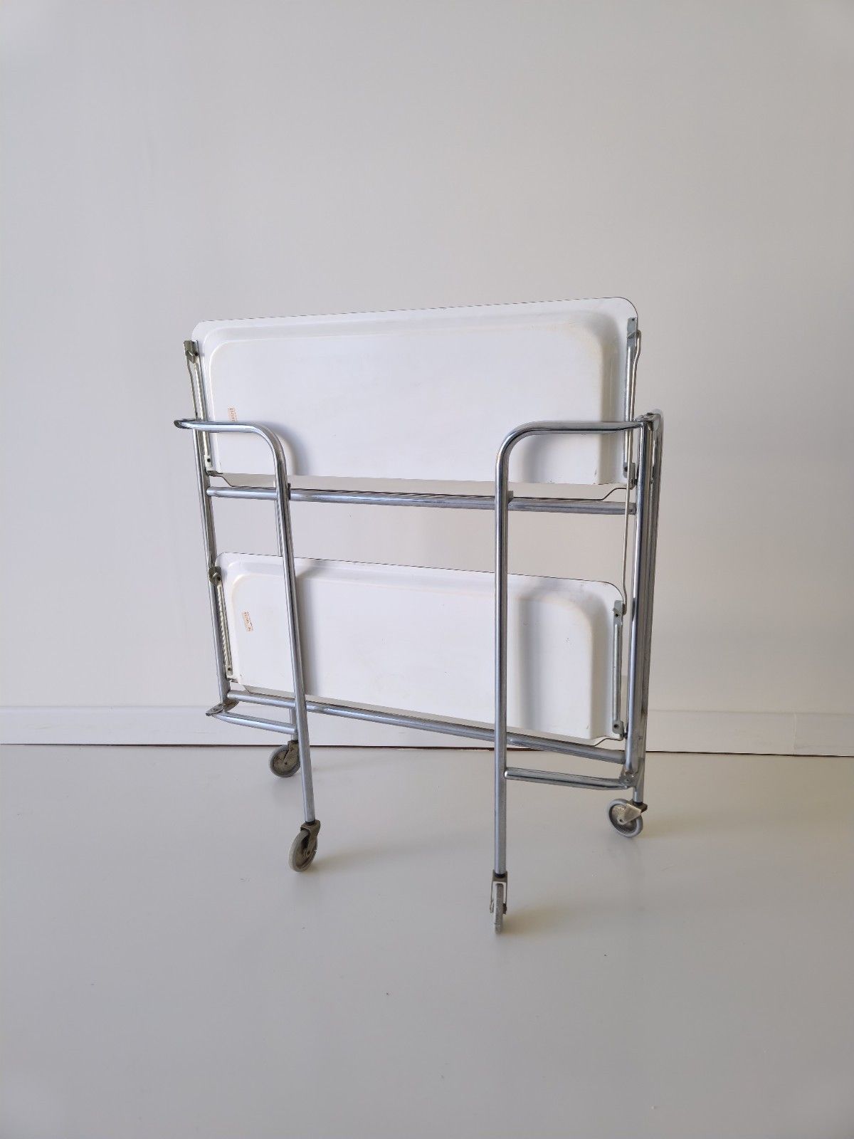 Mid Century Modern Chrome Rolling Bar Cart Medical Trolley  1960s Bremshey photo buy