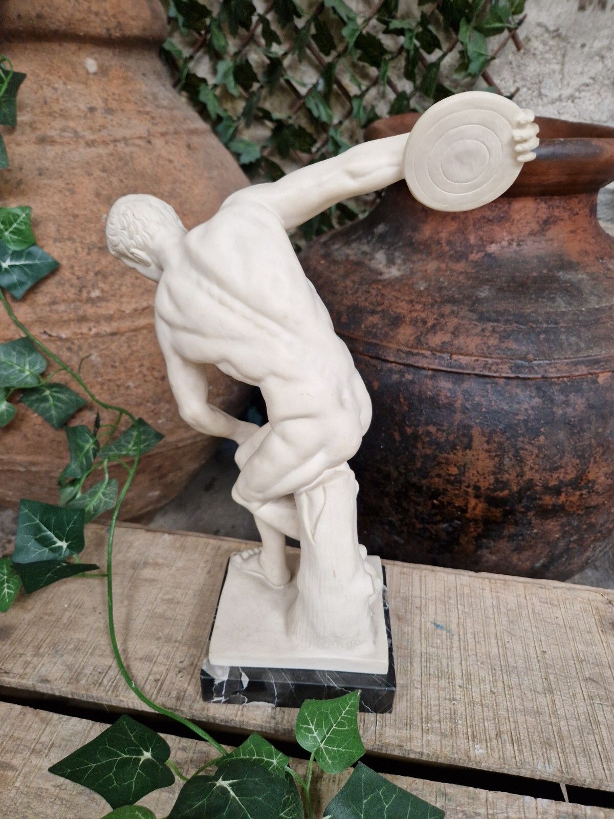 Art Antique French Diskobolos Sculpture Of Alabaster And Marble photo