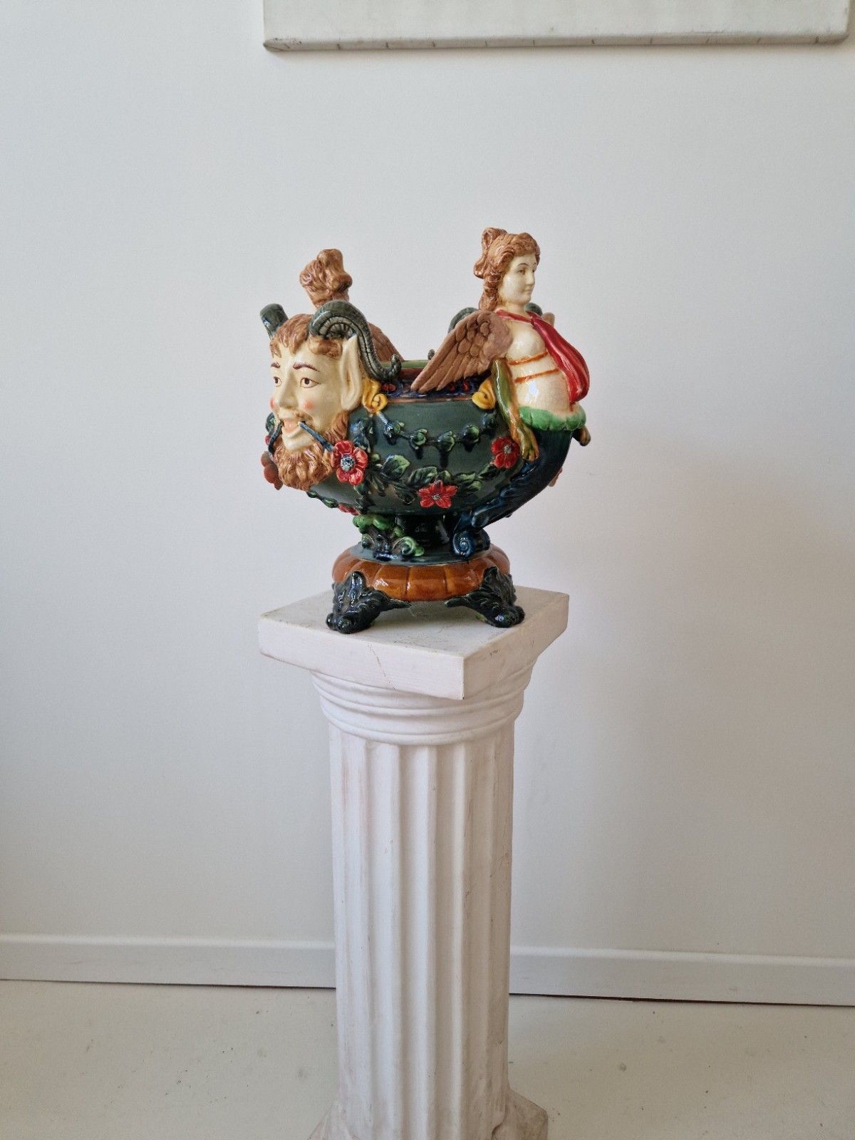 French Renaissance Style Majolica Planter Or Fruit Bowl photo furniture