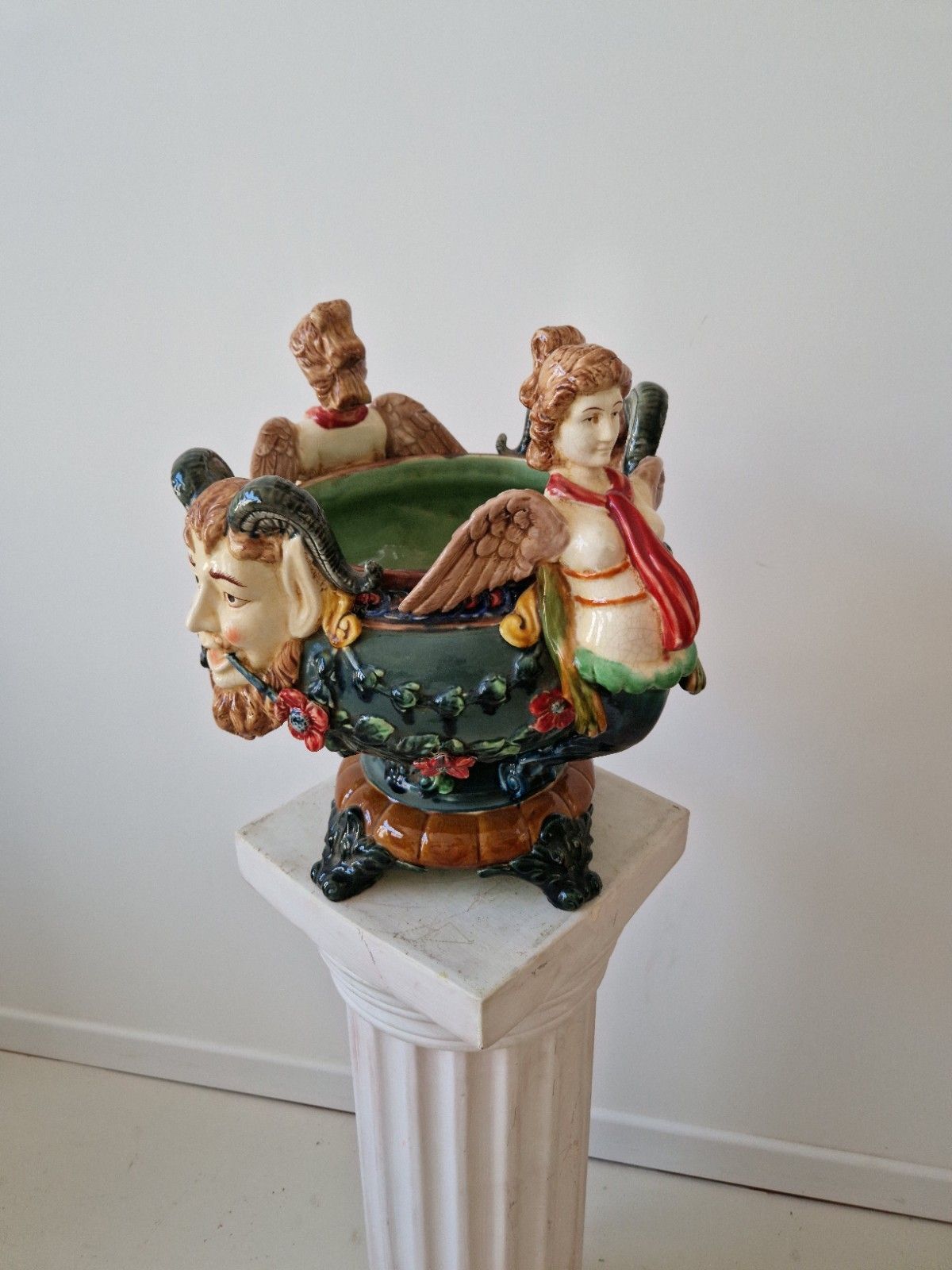 French Renaissance Style Majolica Planter Or Fruit Bowl photo 295.0
