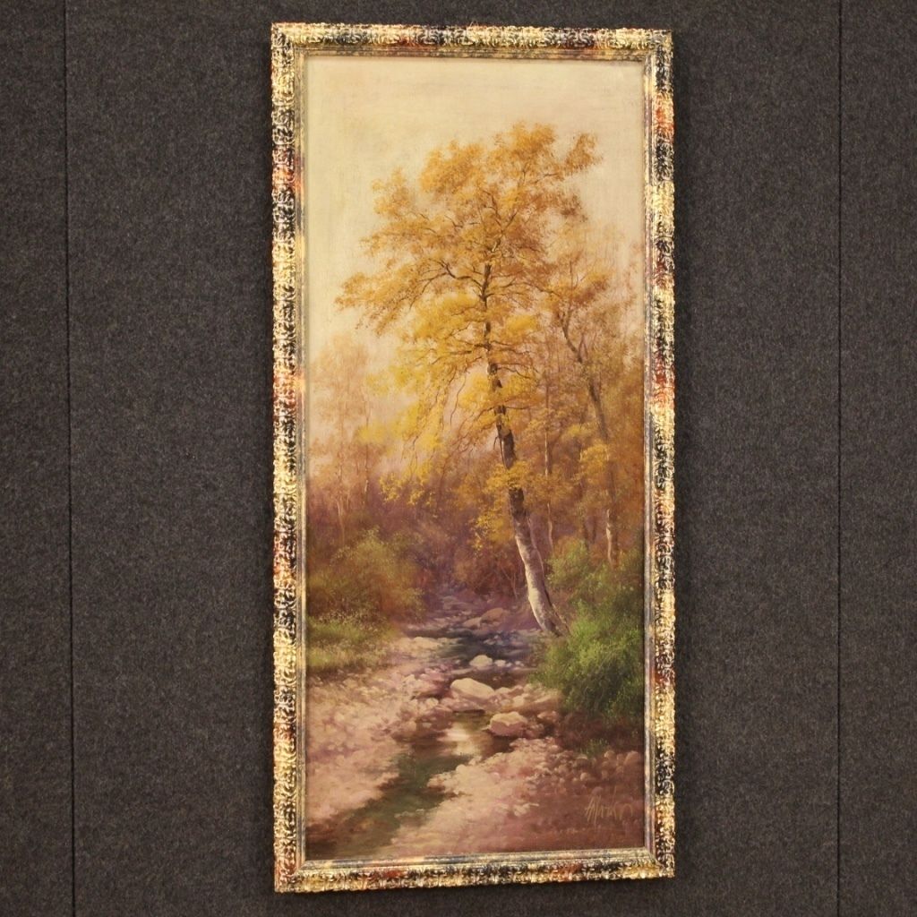 Tableau italien signé, paysage, XIXe siècle photo vintage