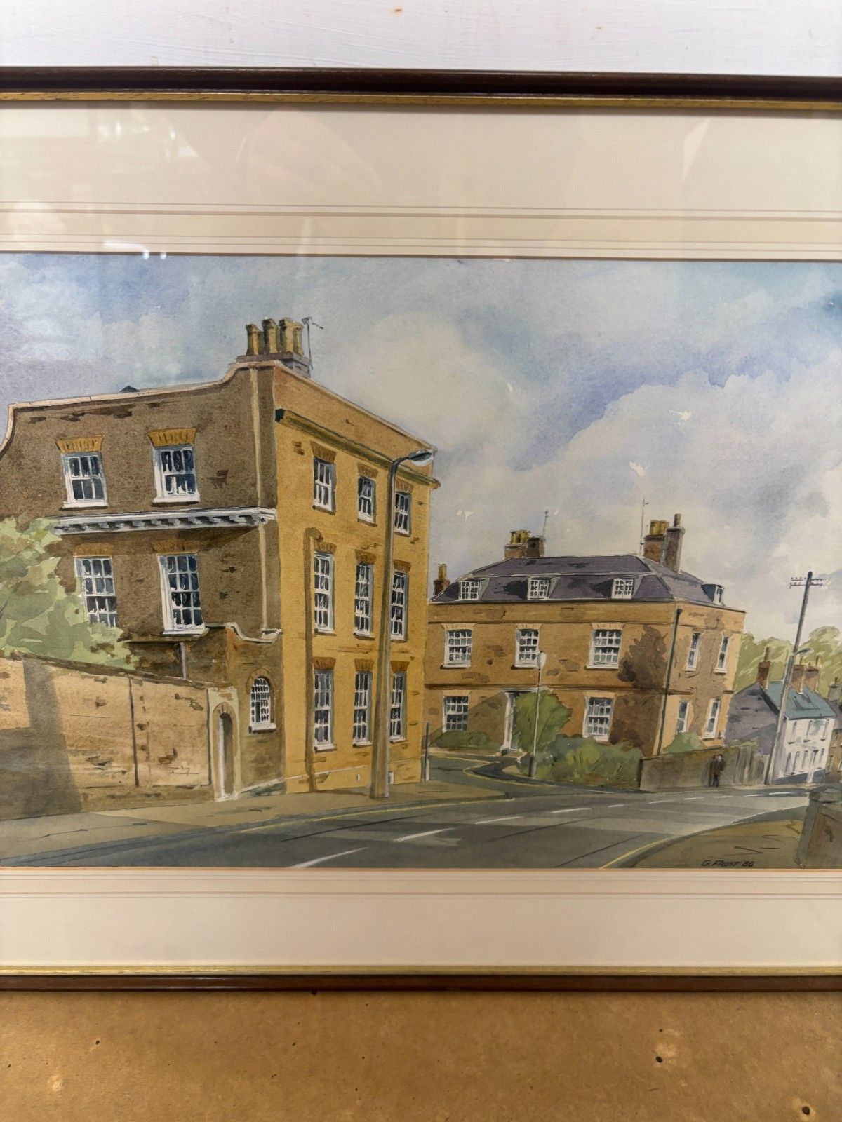 Original Watercolour Painting Of Church Street Ampthill By G.Frost 1986 photo for sale