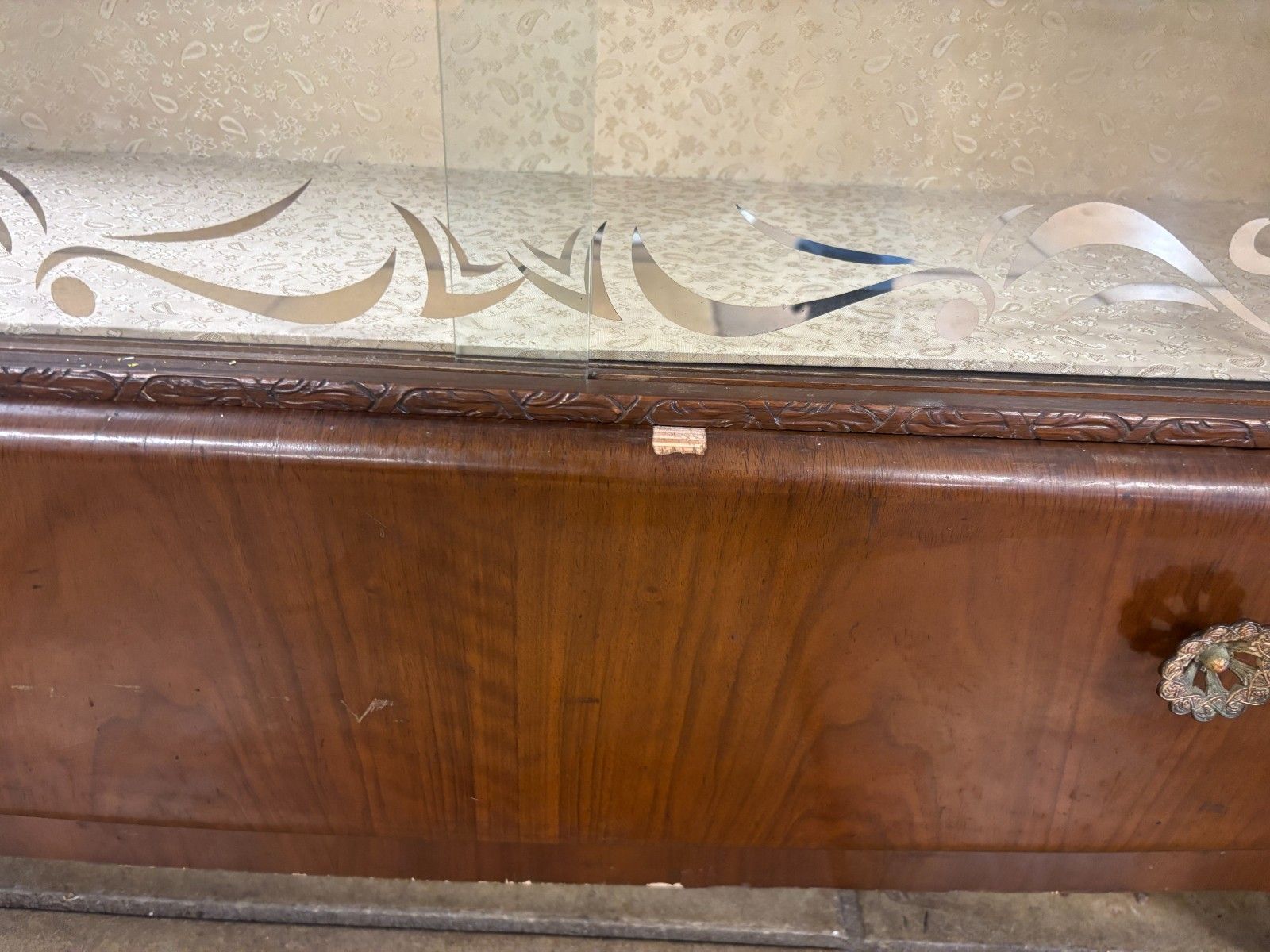 1950's Art Deco Style Wood & Glass Display Cabinet As Found photo vinterior