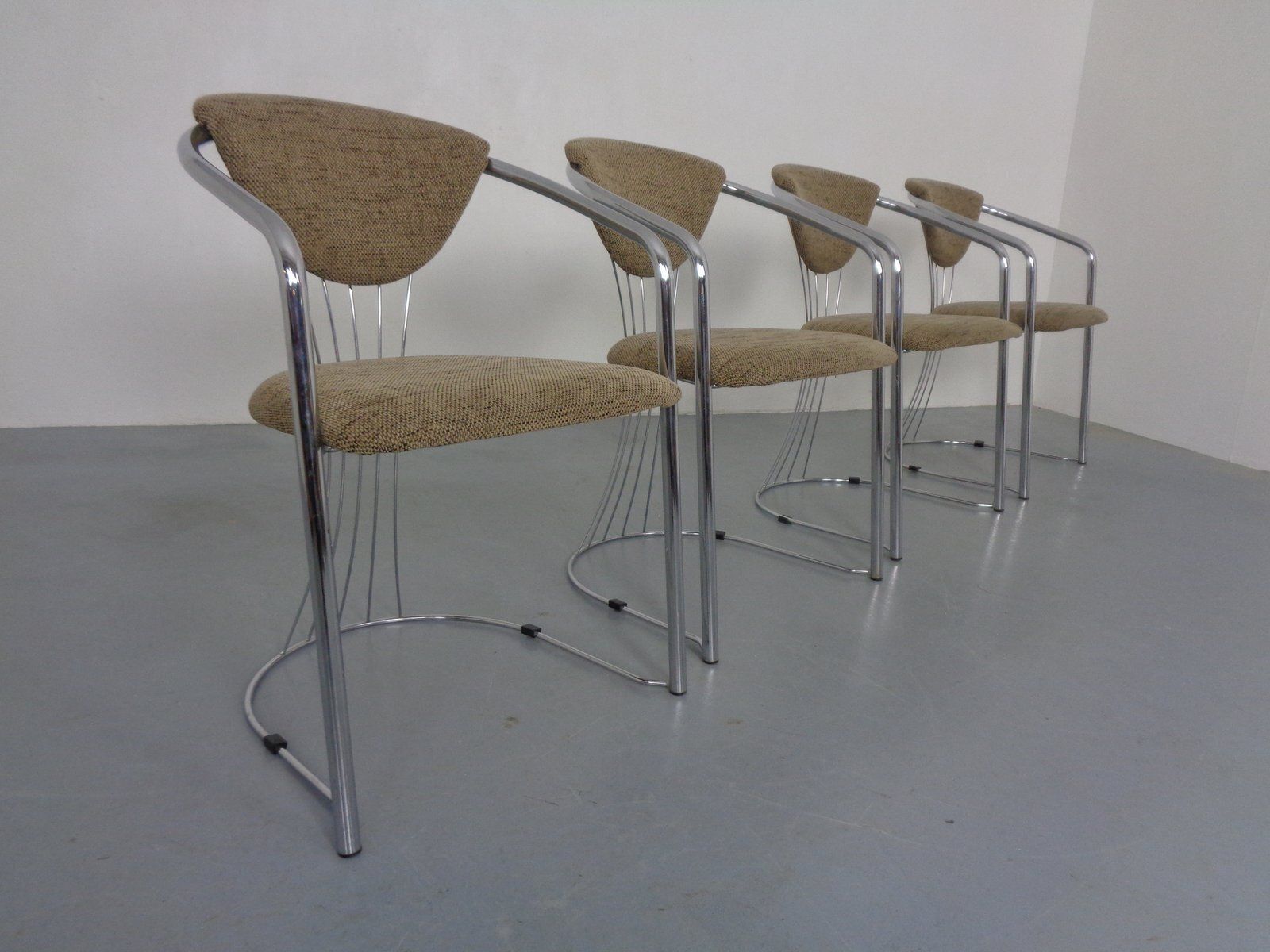 Italian Chrome Plated Dining Chairs, 1980s, Set Of 4 photo Furniture