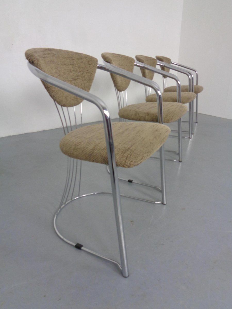 Italian Chrome Plated Dining Chairs, 1980s, Set Of 4 photo 691.0