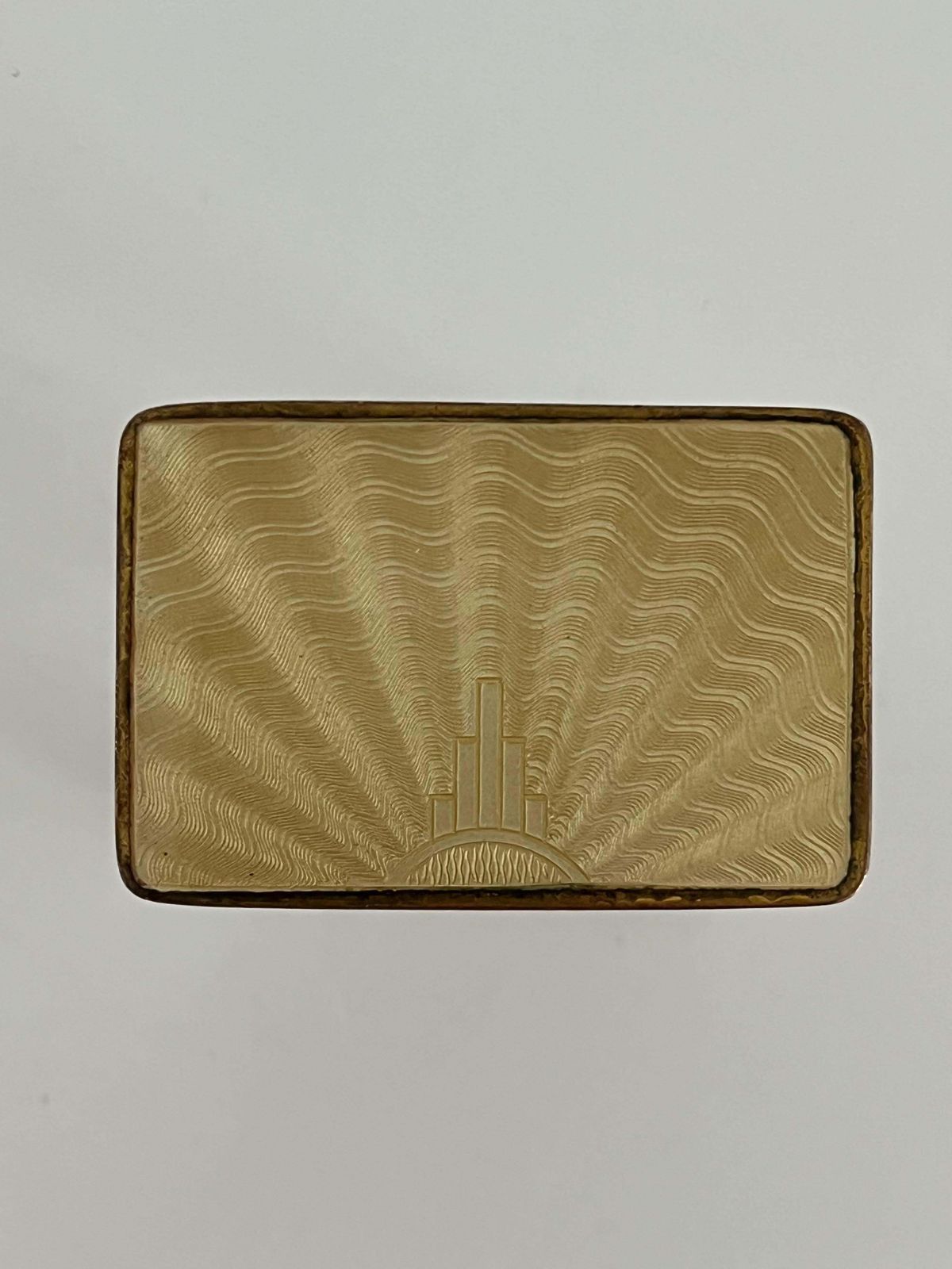 Art Deco glazen toiletpotje met goudkleurig guilloche emaille deksel, ca. jaren 1920 photo buy