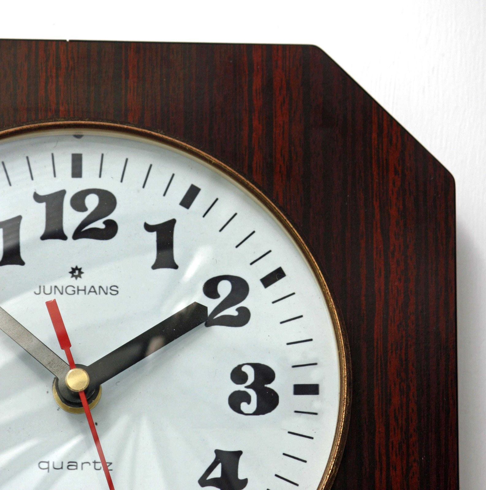 Vintage Junghans Wall Clock   22cm Wooden Formica French Retro Wooden Mid Century 1970s Atomic Gift Off The Wall Clocks photo for sale