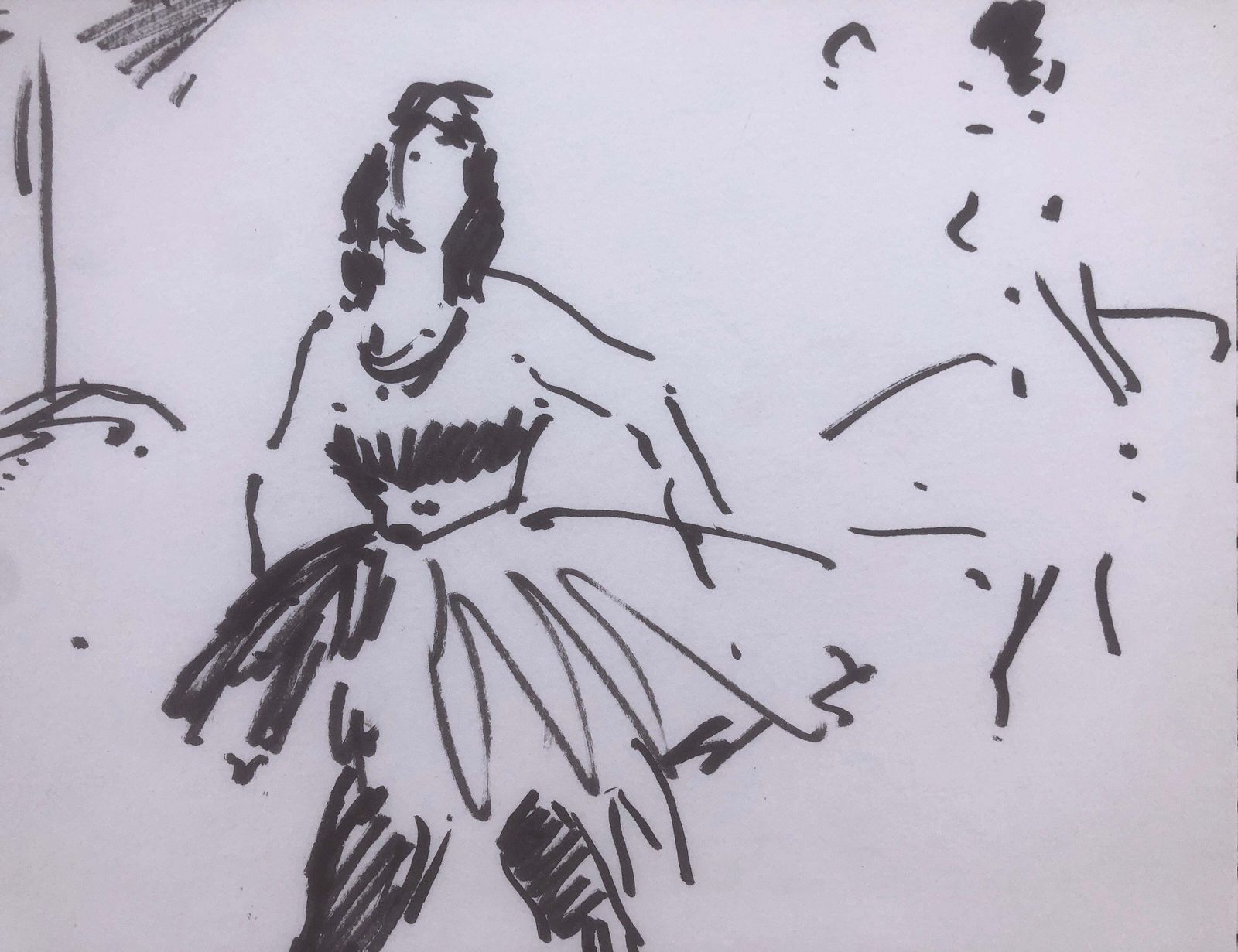 Ignacio Gil Sala – Spaans expressionistisch markeringtekening met balletdansers en theaterscène, ca. 1985 photo Kunst