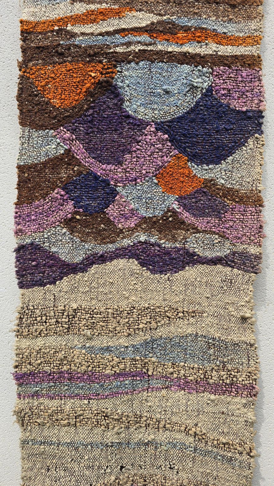 3397.0 Large 1970s Handwoven Wool Fiber Art Wall Hanging, Sculptural Brutalist Textile photo