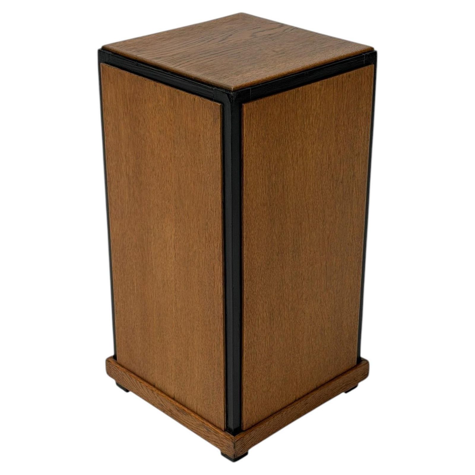 1930s Art Deco Modernist Pedestal In Oak With Black Lacquer