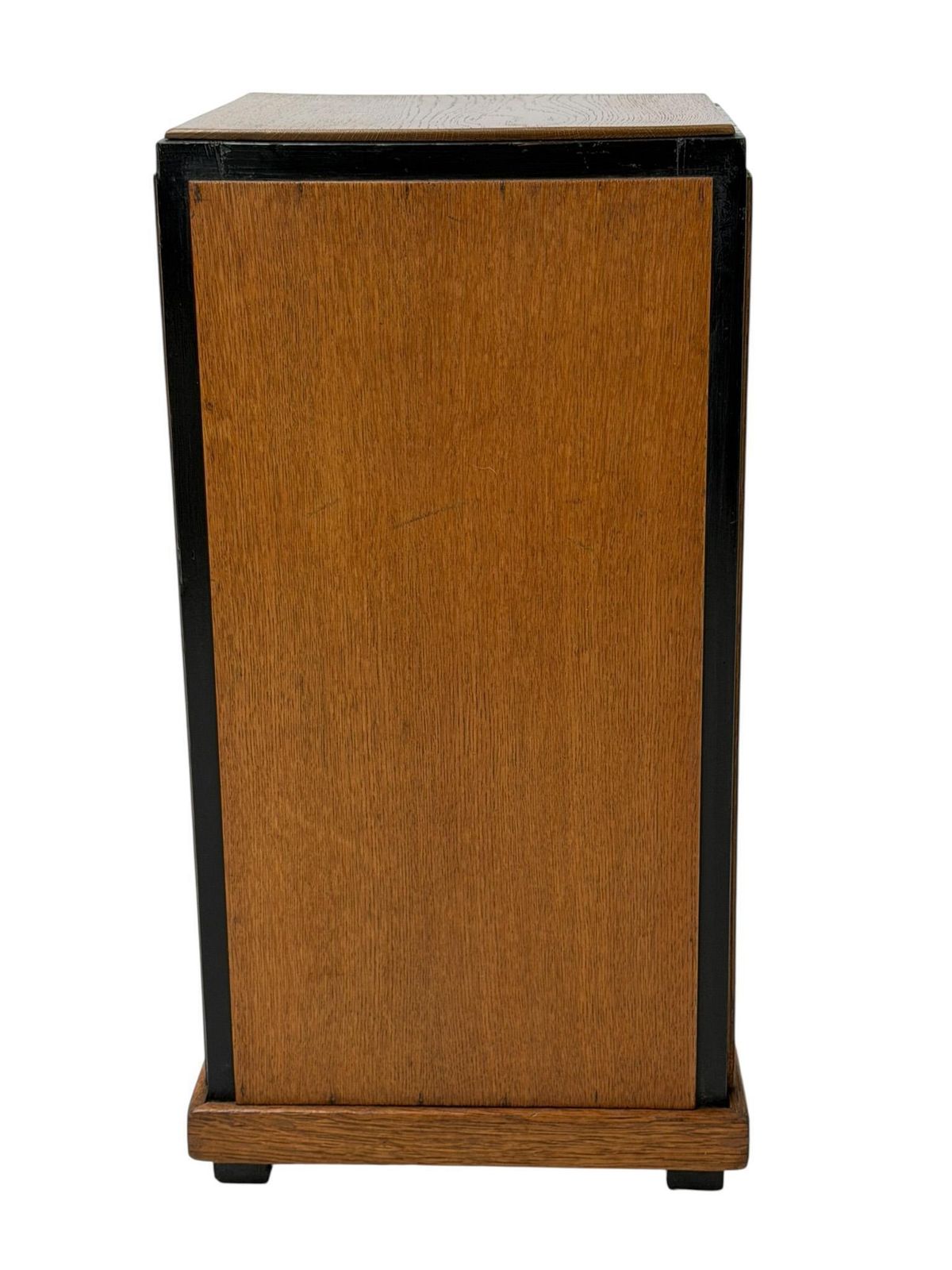 1930s Art Deco Modernist Pedestal In Oak With Black Lacquer photo for sale