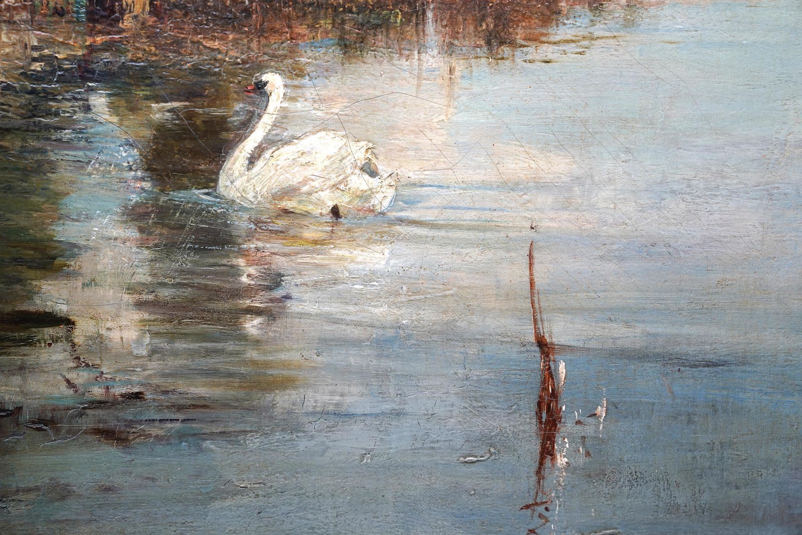 7149.0 Swans Nest Landscape   British Victorian Impressionist Art Exhib Oil Painting photo