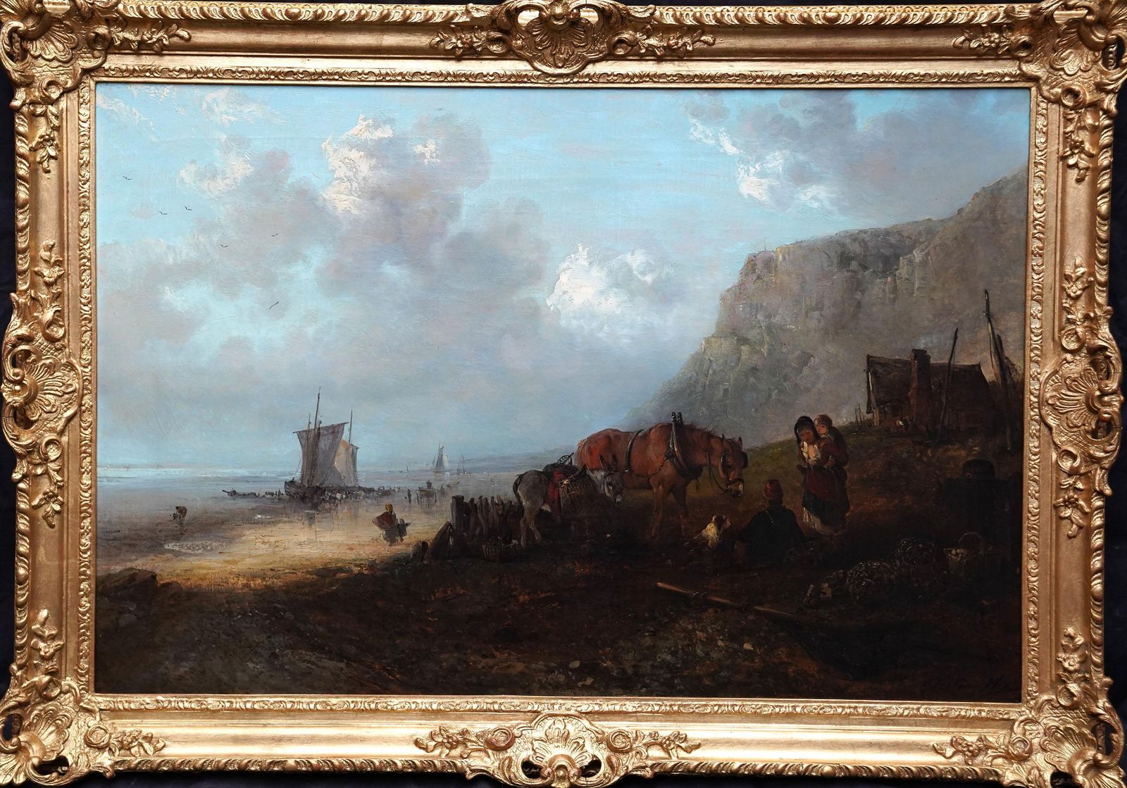 Figurative Coastal Landscape   British C 1850 Victorian Art Oil Painting