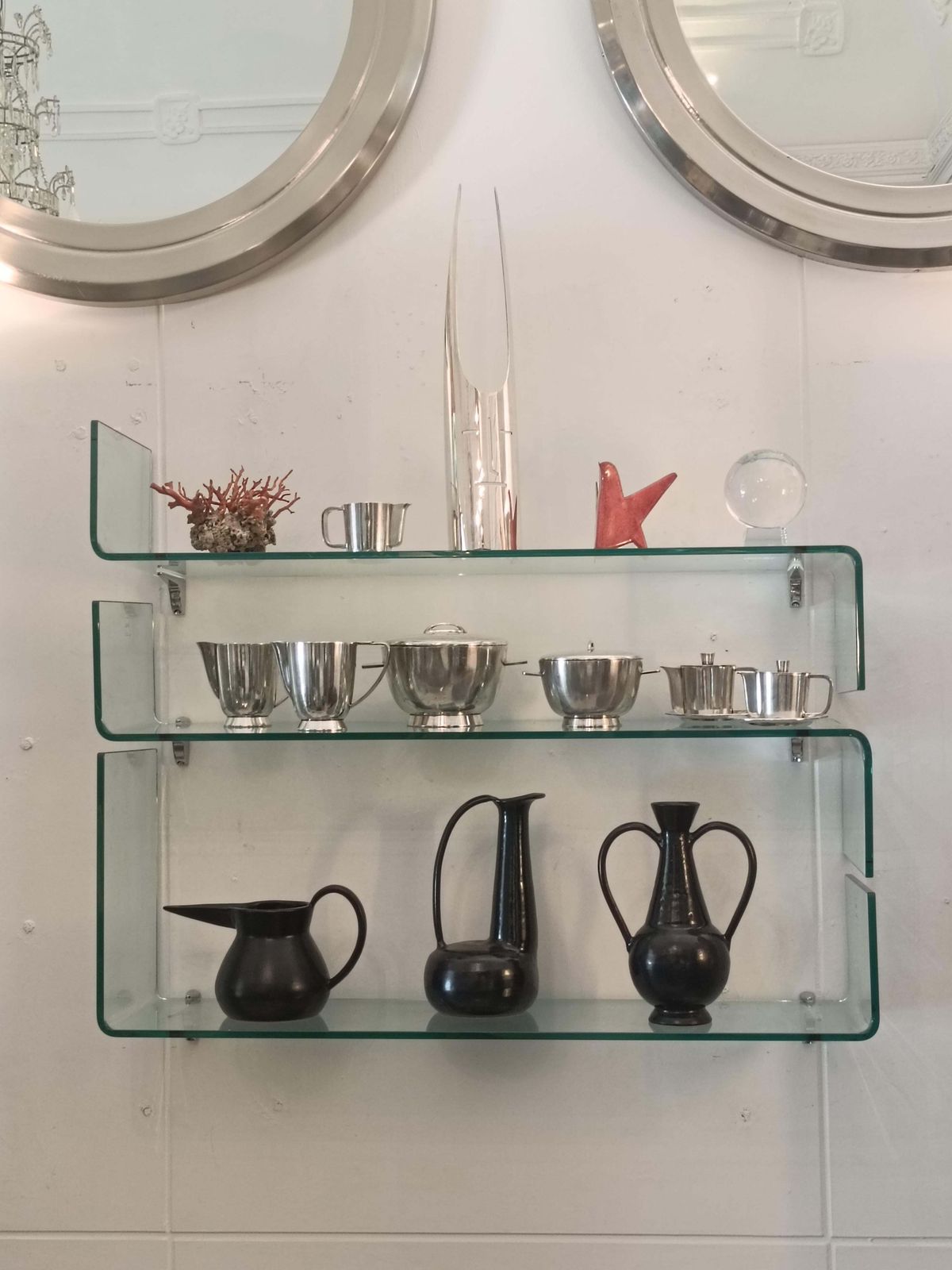 Luca Casini For Fiam Set Of 3 Glass Shelves "Babila," Italy 1990s photo buy