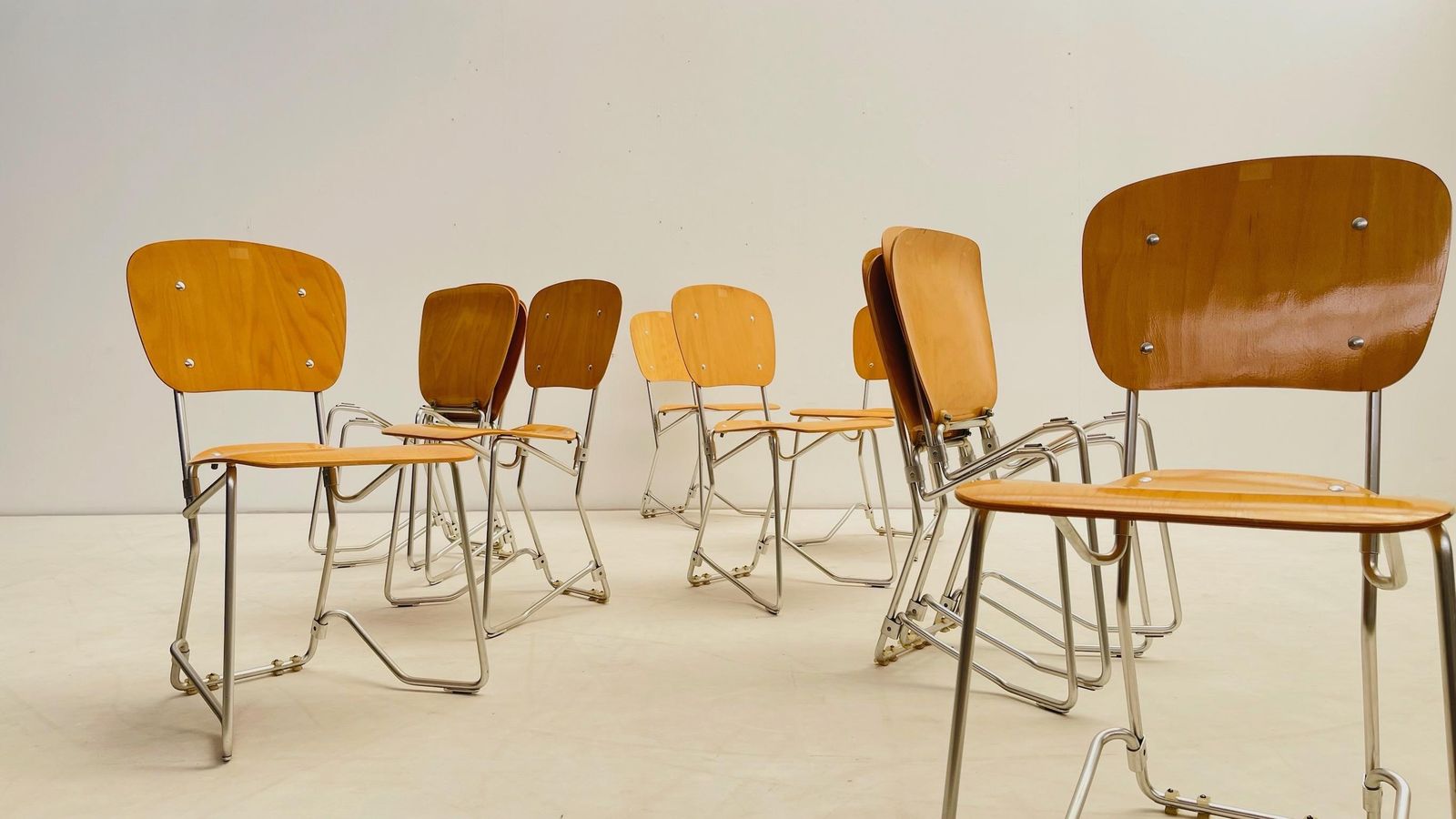 Set Of 10 Aluflex Stacking Chairs By Armin Wirth For Ph. Zieringer Kg photo 4016.0
