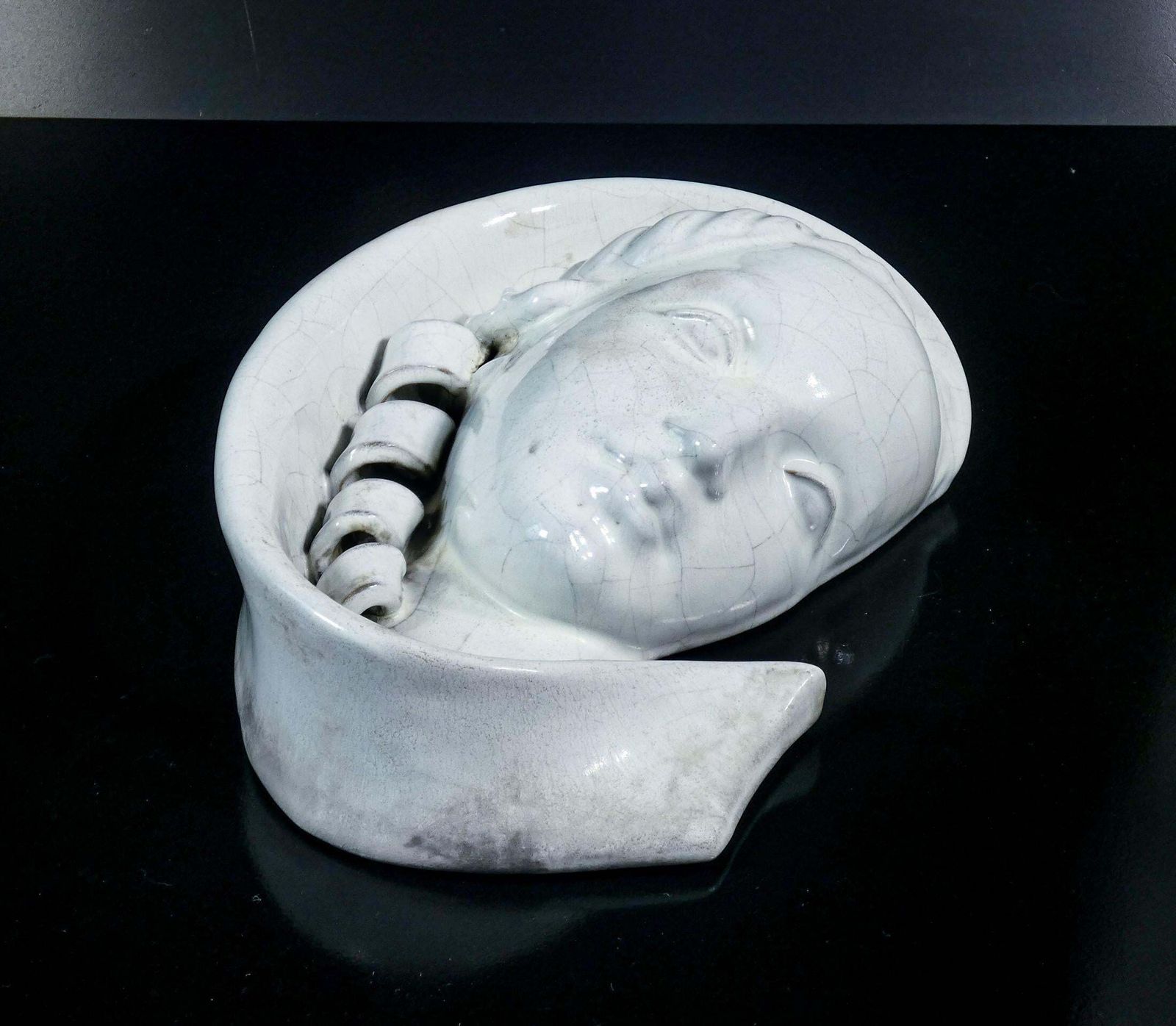 Ceramic Sculpture, M. Andersen (?), Face Of A Woman With Braid. Denmark photo 346.0