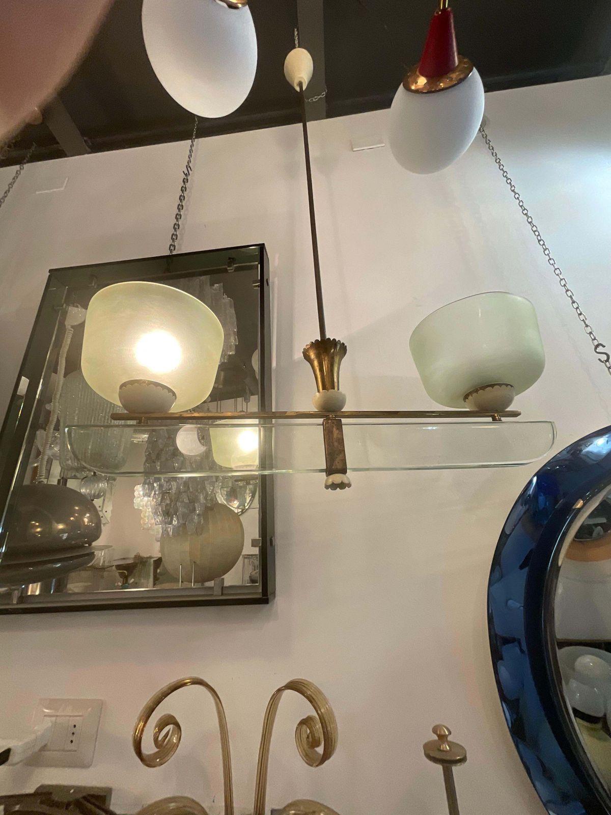 Lighting Pietro Chiesa   Fontanarte   2 Light Chandelier   Made In Italy 1950s photo