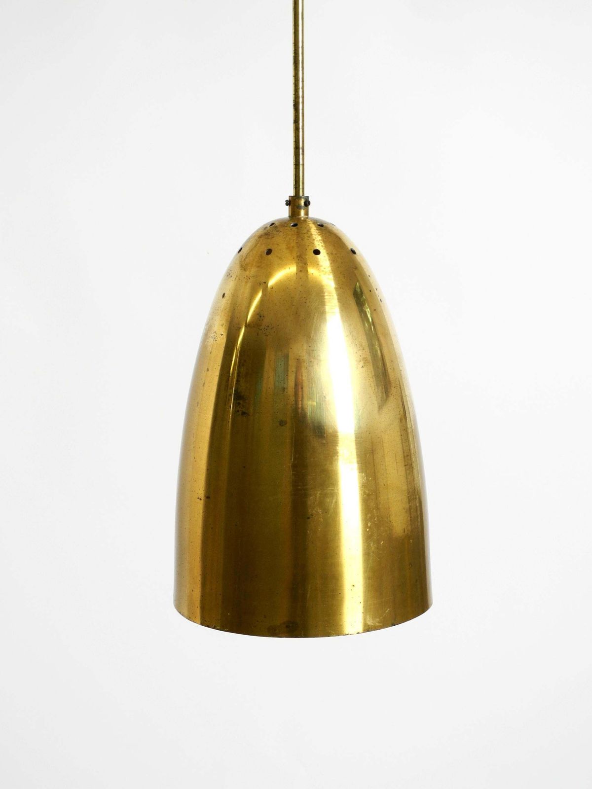 Beautiful Height Adjustable Original Mid Century Modern Brass Pendant Lamp photo vinterior