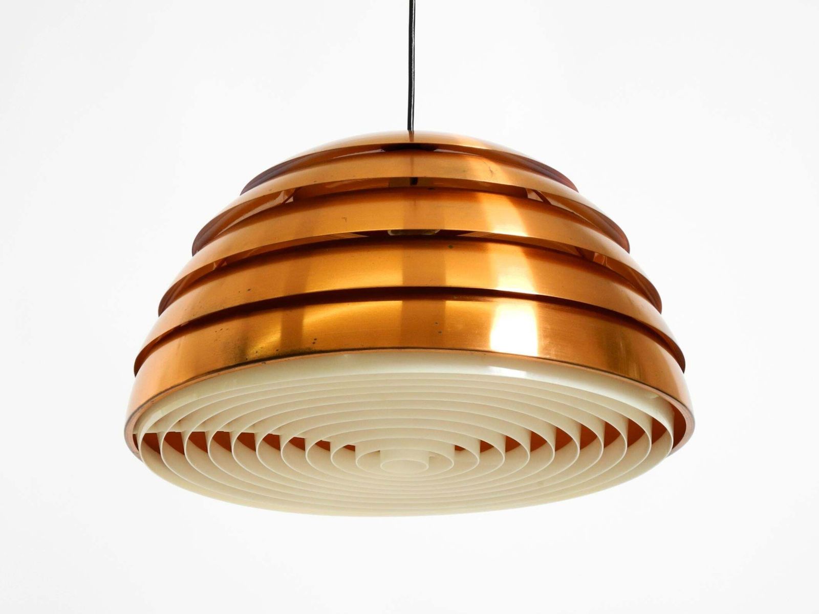 1960s Copper Slat Pendant Lamp By Hans Agne Jakobsson For Markaryd Sweden photo for sale