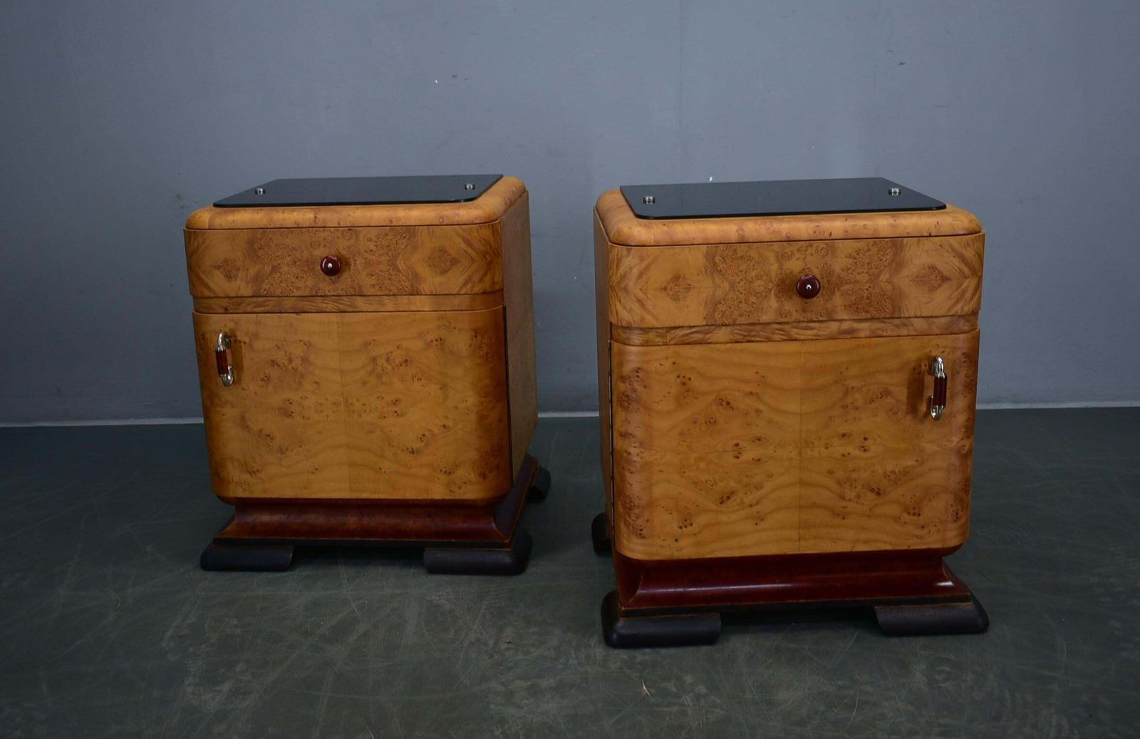 1938s Pair Of Art Deco Bedside Tables, Czechoslovakia photo for sale