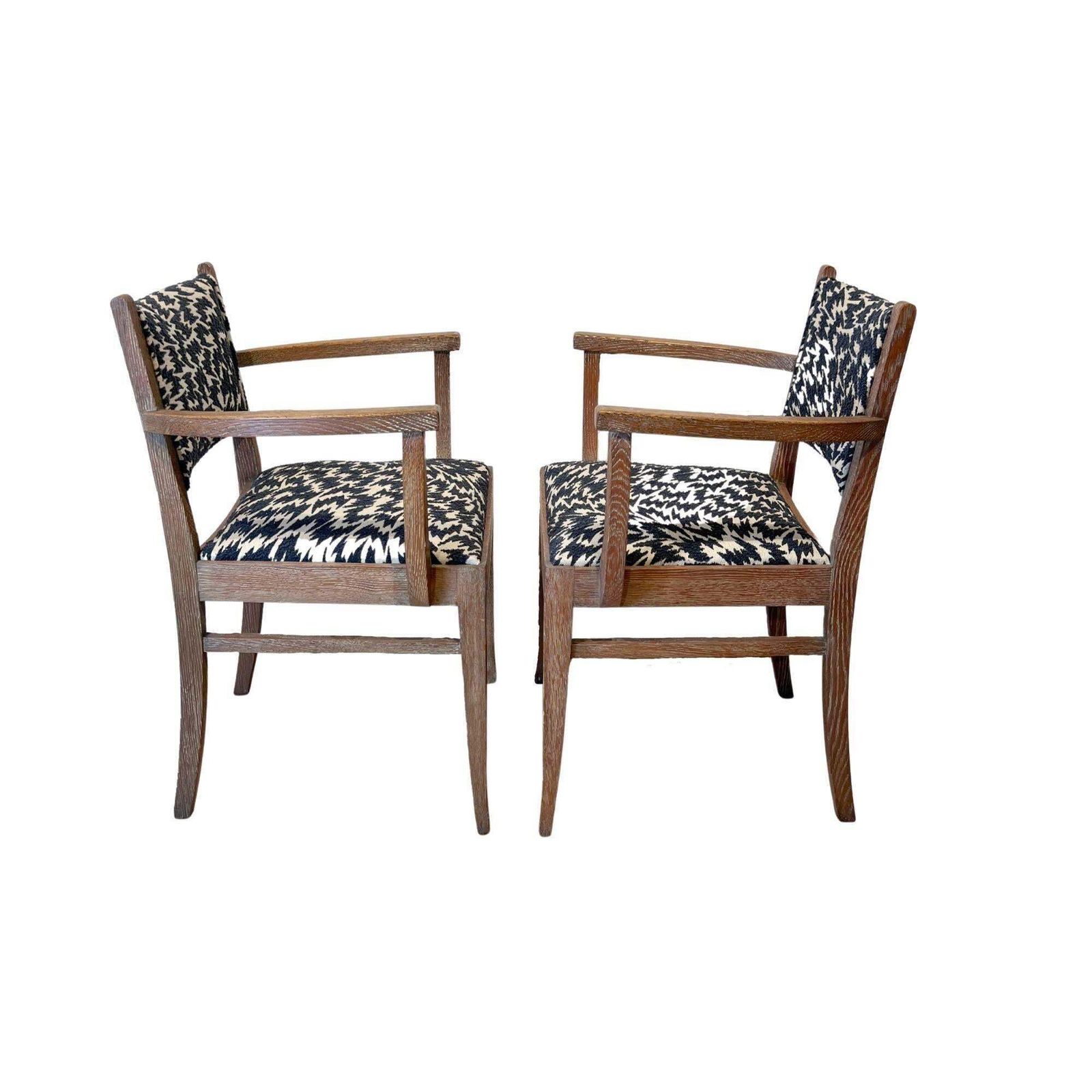 Pair Of Art Deco Armchairs, De Coene Frères, Limed Oak, Belgium Circa 1935 photo furniture