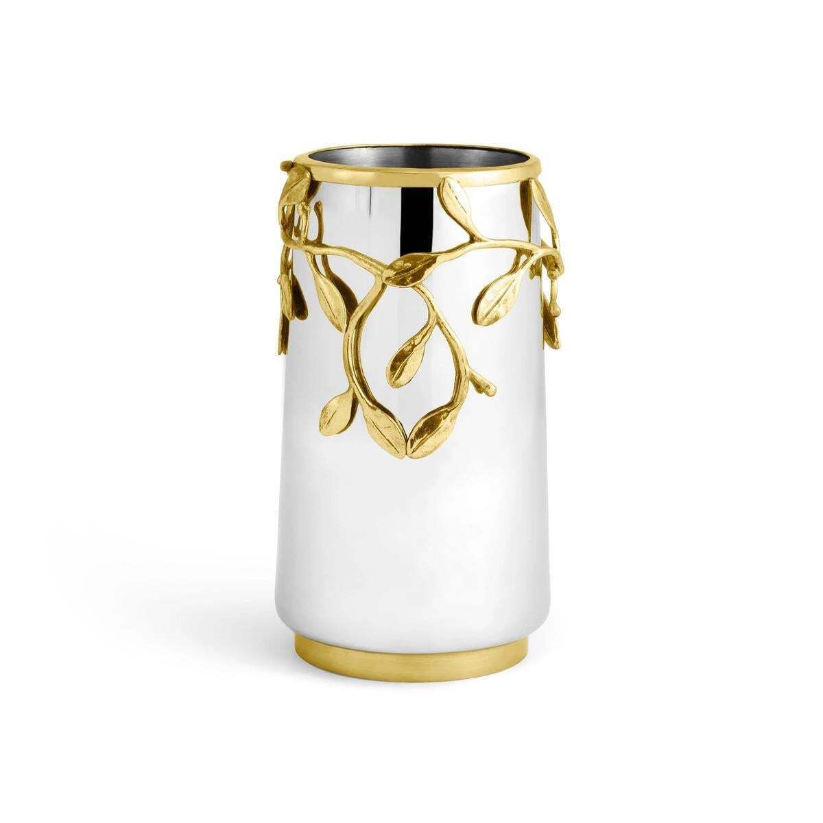 Pair Of Contemporary Silver And Gold Metal Laurel Vase photo furniture