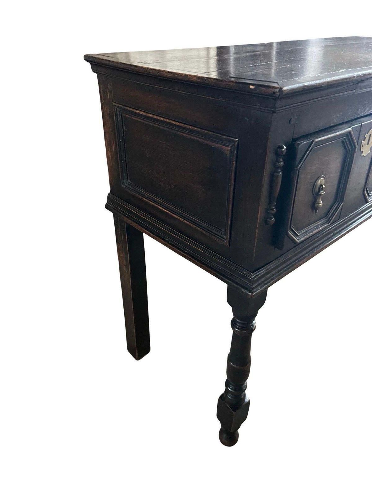 English Oak Jacobean Style Console, Sofa Table, Ca. 1950s photo furniture