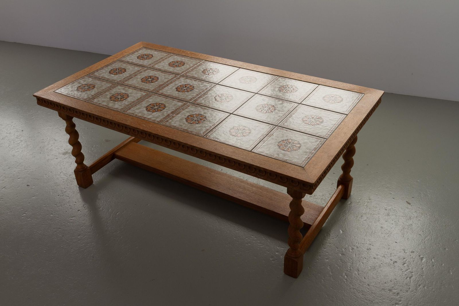 Scandinavian Modern Oak And Tile Coffee Table In Kjærnulf Style, 1960s. photo vintage