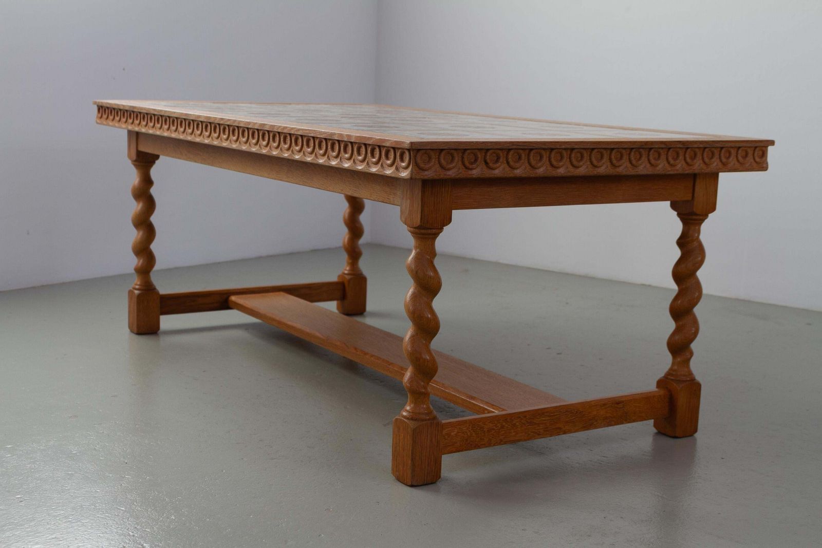 photo vintage Scandinavian Modern Oak And Tile Coffee Table In Kjærnulf Style, 1960s.
