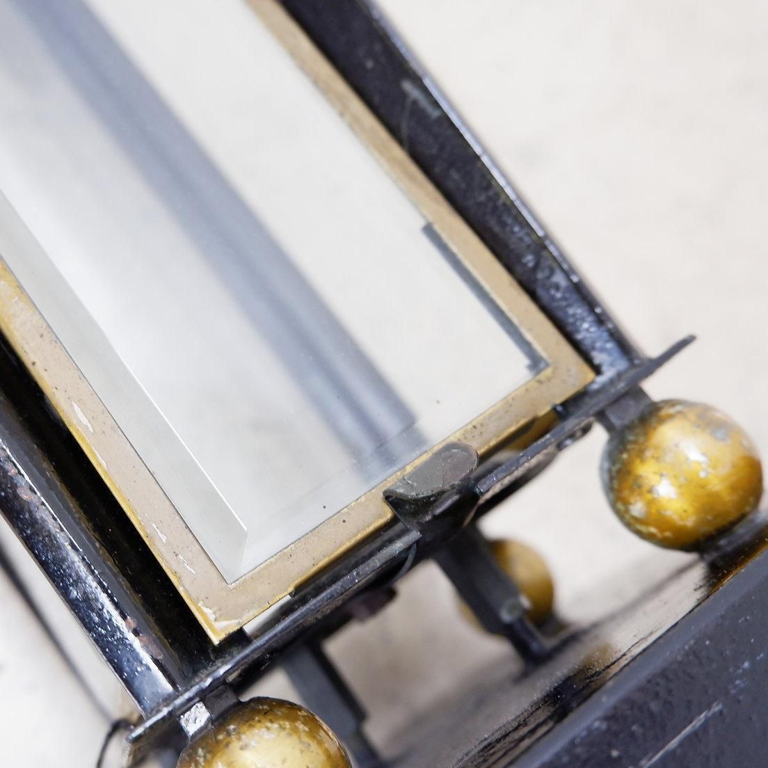 photo for sale Mid 20th Century Wooden Memorial Lantern With Antique Brass & Glass