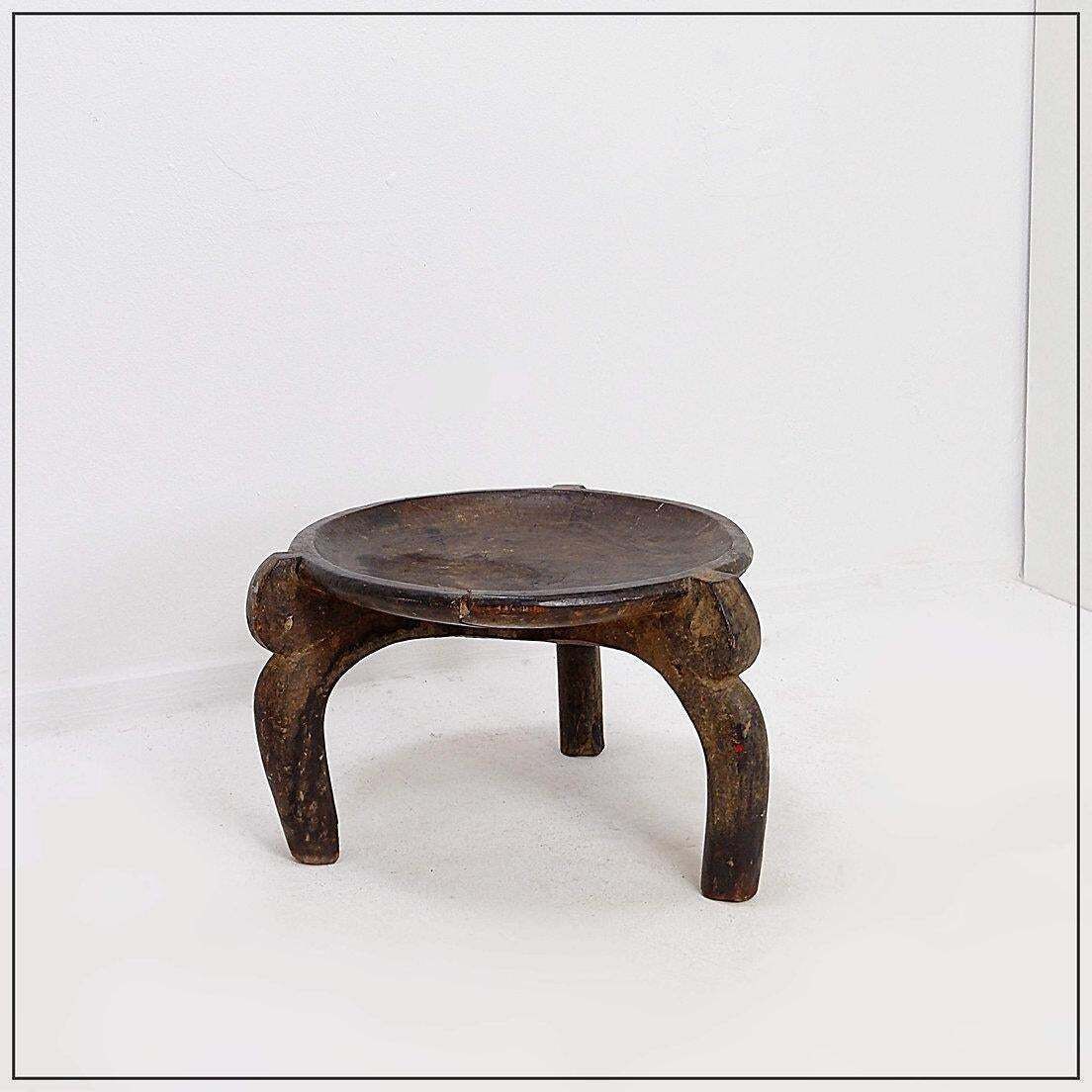 501.0 Vintage Tanzanian Wood Stool, Hand Carved, Wabi Sabi Style, Circa 1960 photo