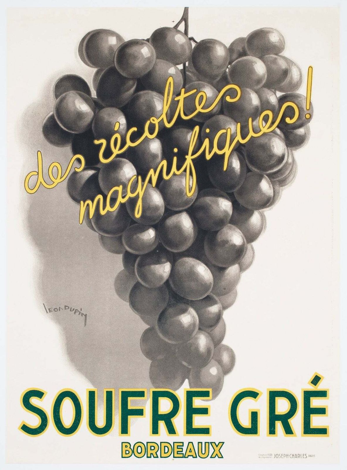 Soufre Gre Bordeaux 1933 French Advertising Poster, Leon Dupin