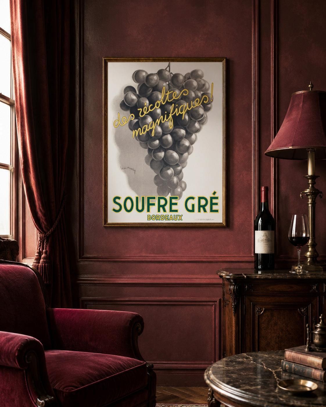Affiche publicitaire française Soufre Gre Bordeaux 1933, Leon Dupin photo furniture