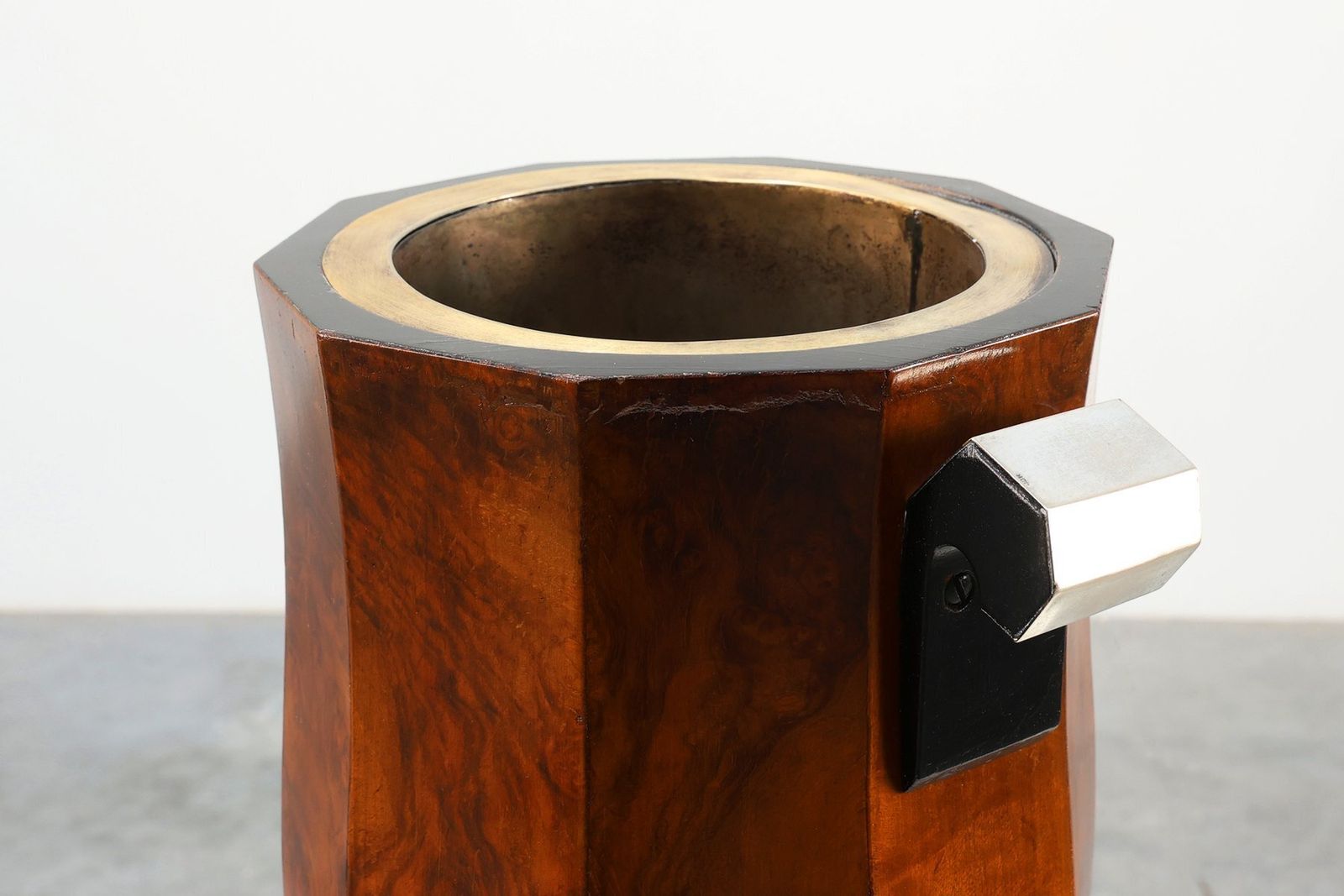 Art Deco Sculptural Burlwood Ice Bucket, France, 1925 photo for sale
