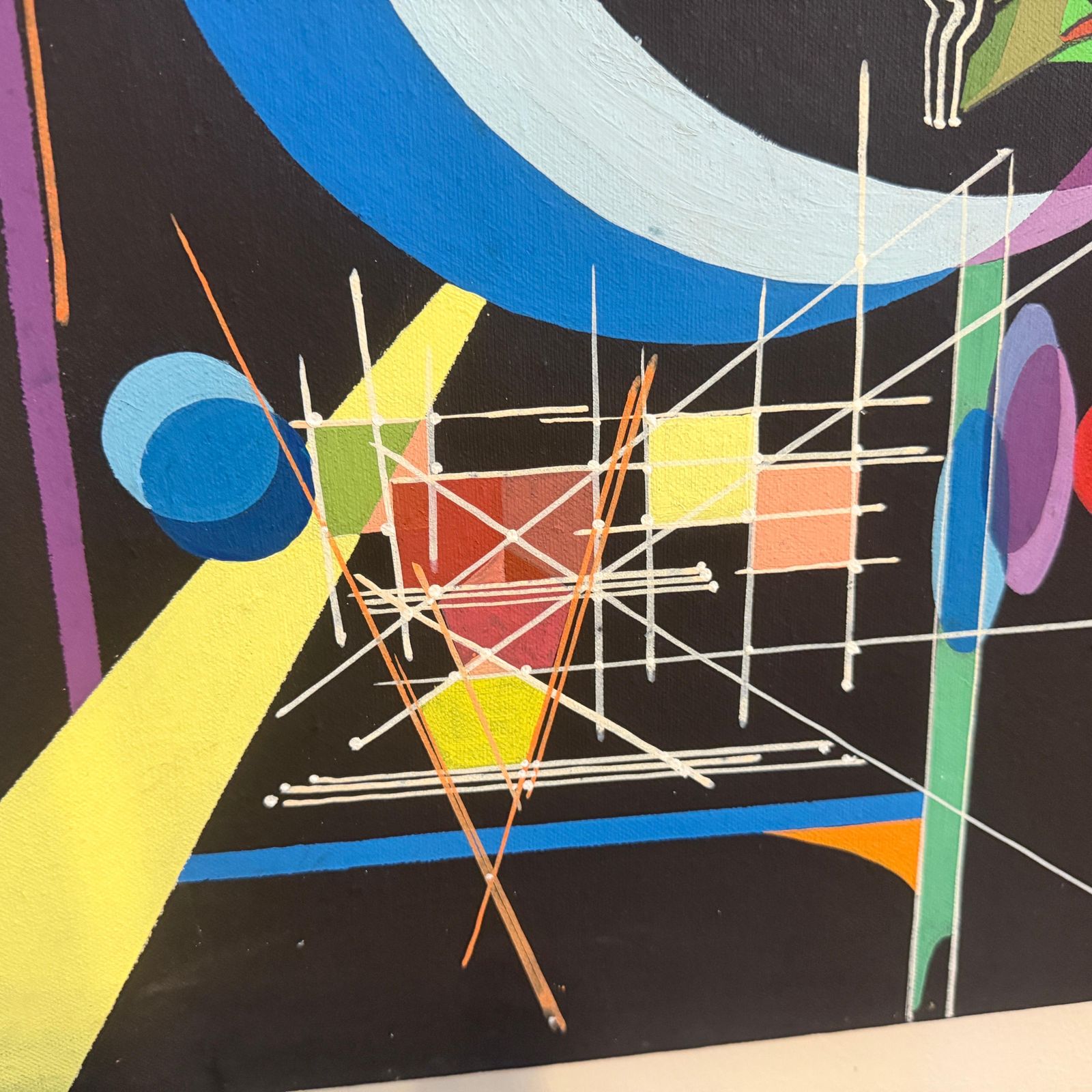 photo furniture A 1980s Kandinsky Style Futurist Abstract Italian Oil Painting By Libero Vitali