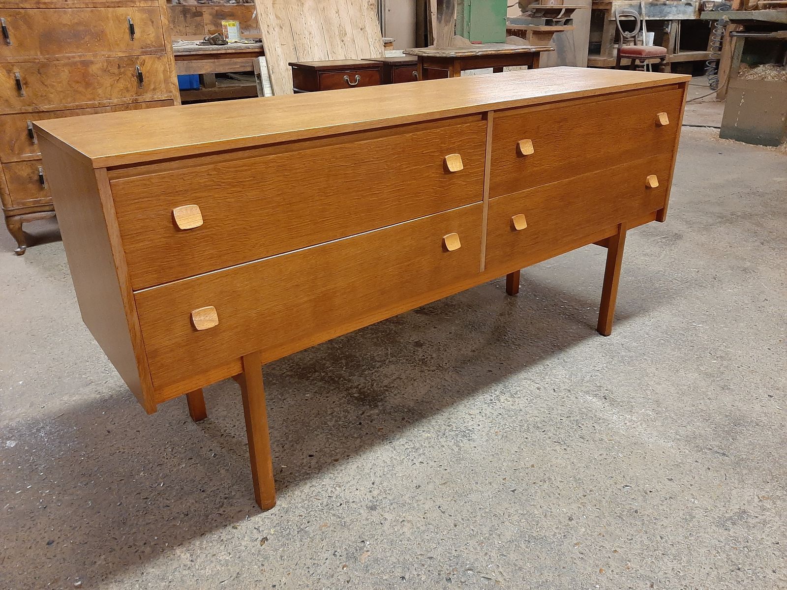 Lovely Retro Lighr Oak Sideboard By Symbol In Very Good Condition photo vinterior