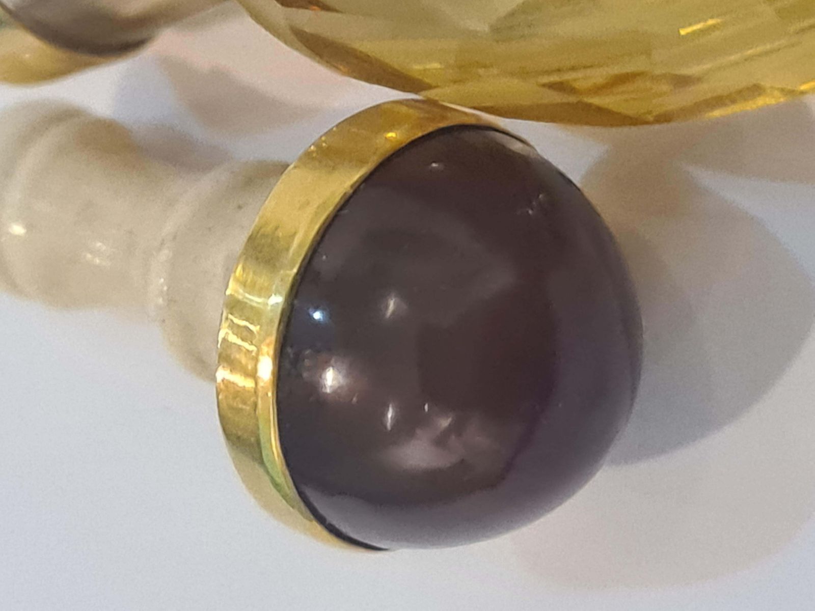 Unknown Antique French Perfume Or Snuff Bottle, Gold Mounted Faceted Quartz & Carnelian photo vinterior