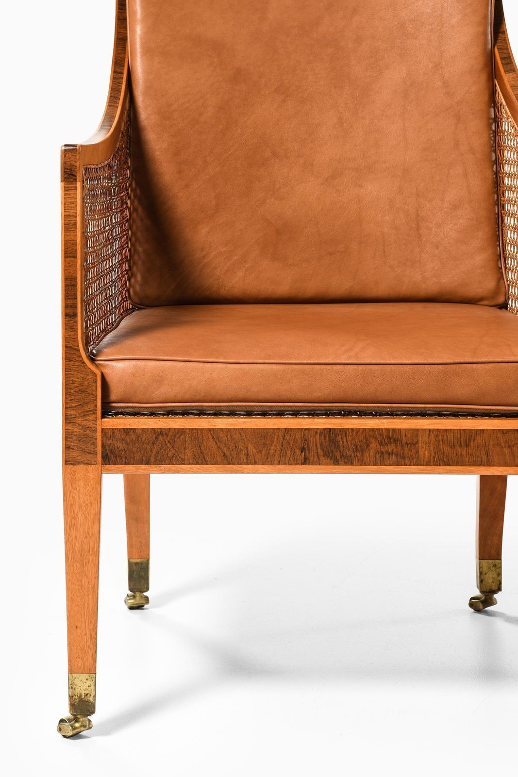 Pair Of Bergère Armchairs In Cane, Leather & Mahogany By Kaare Klint, 1931 photo furniture