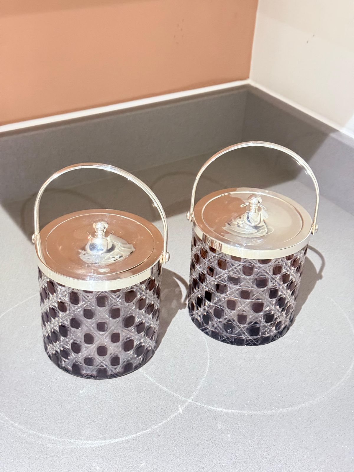 photo buy Vintage Cut Crystal Biscuit Box / Ice Bucket With Silver Plated Lid And Handle