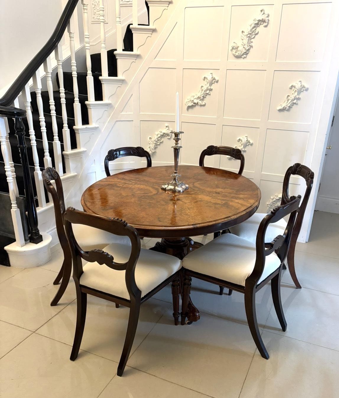 Antique 19th Century Burr Walnut Oval Centre Dining Table 6 Seater Tilt Top photo Furniture