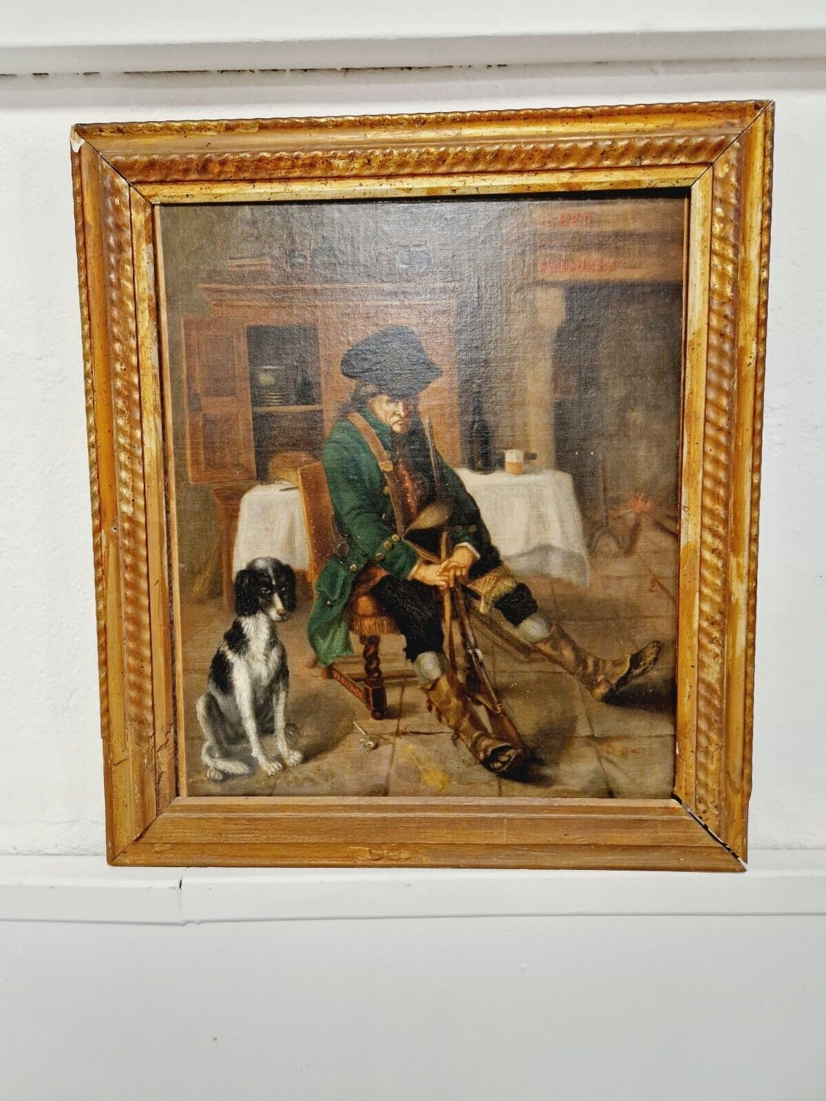 Antique French Oil Painting Stop At The Inn By Verylnde photo for sale